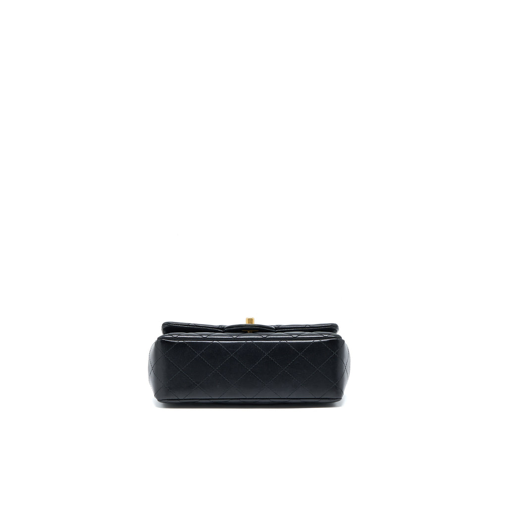 CHANEL MINI RECTANGULAR FLAP BAG LAMBSKIN BLACK GHW