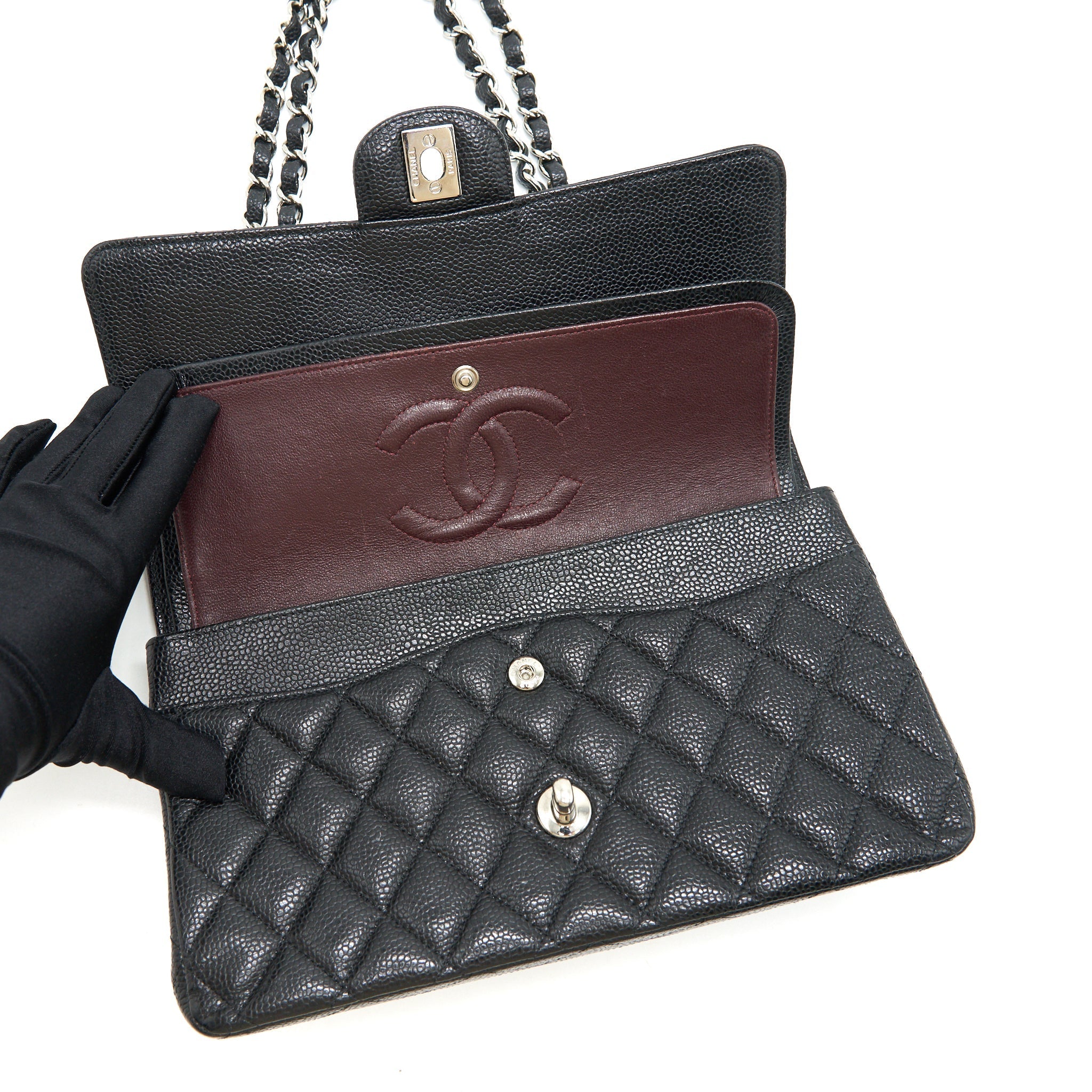 CHANEL MEDIUM CLASSIC DOUBLE FLAP CAVIER SHW