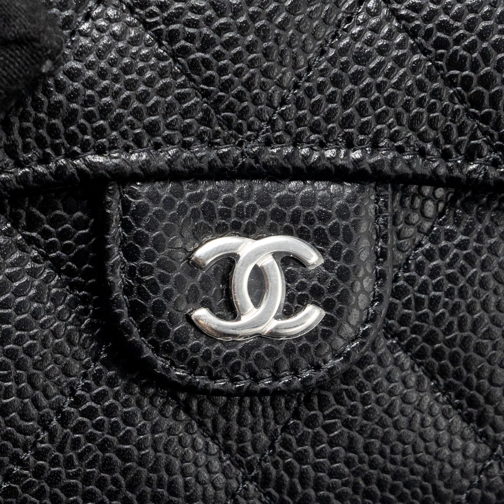CHANEL SMALL CLASSIC FLAP WALLET CAVIAR BLACK SHW (MICROCHIP)