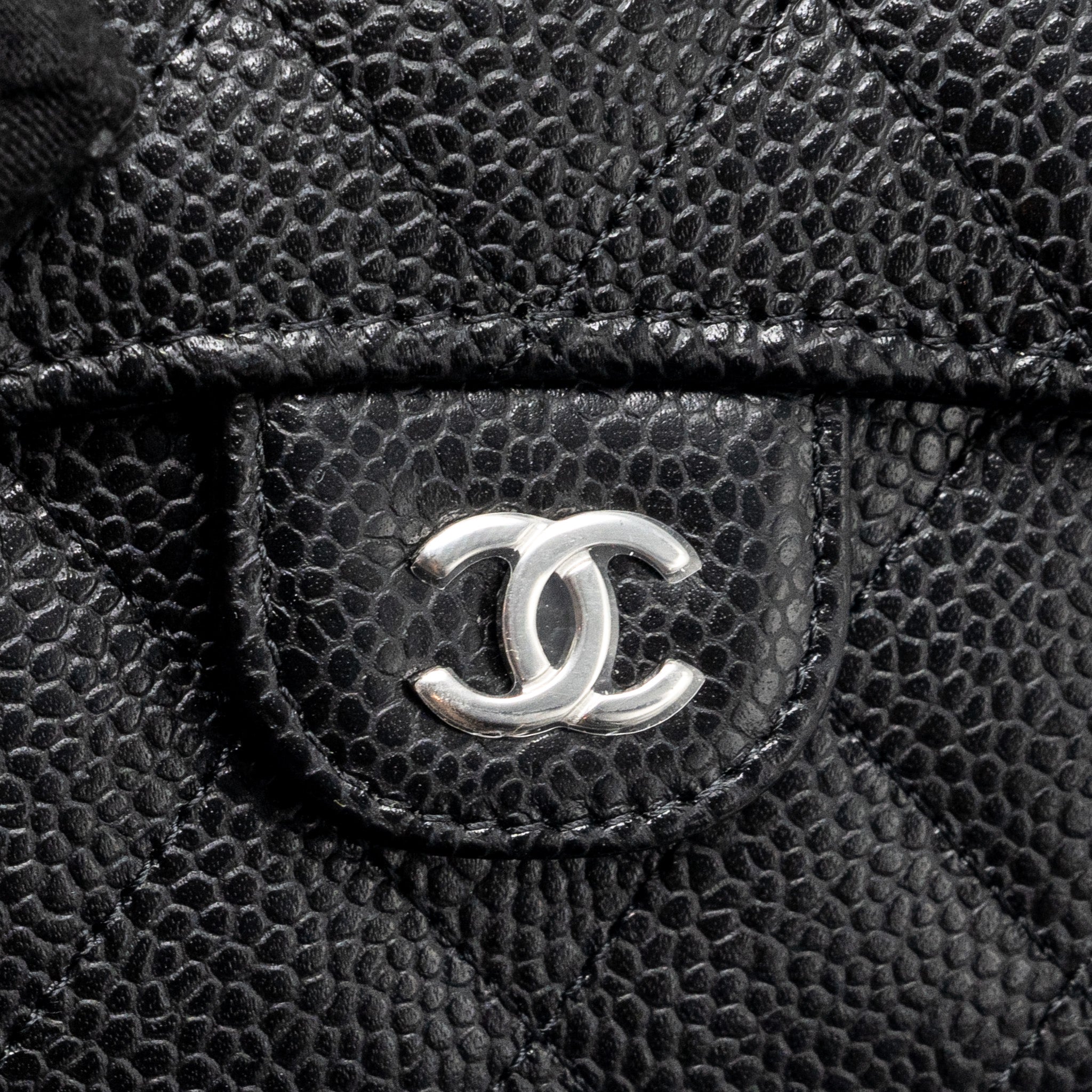 CHANEL SMALL CLASSIC FLAP WALLET CAVIAR BLACK SHW (MICROCHIP)