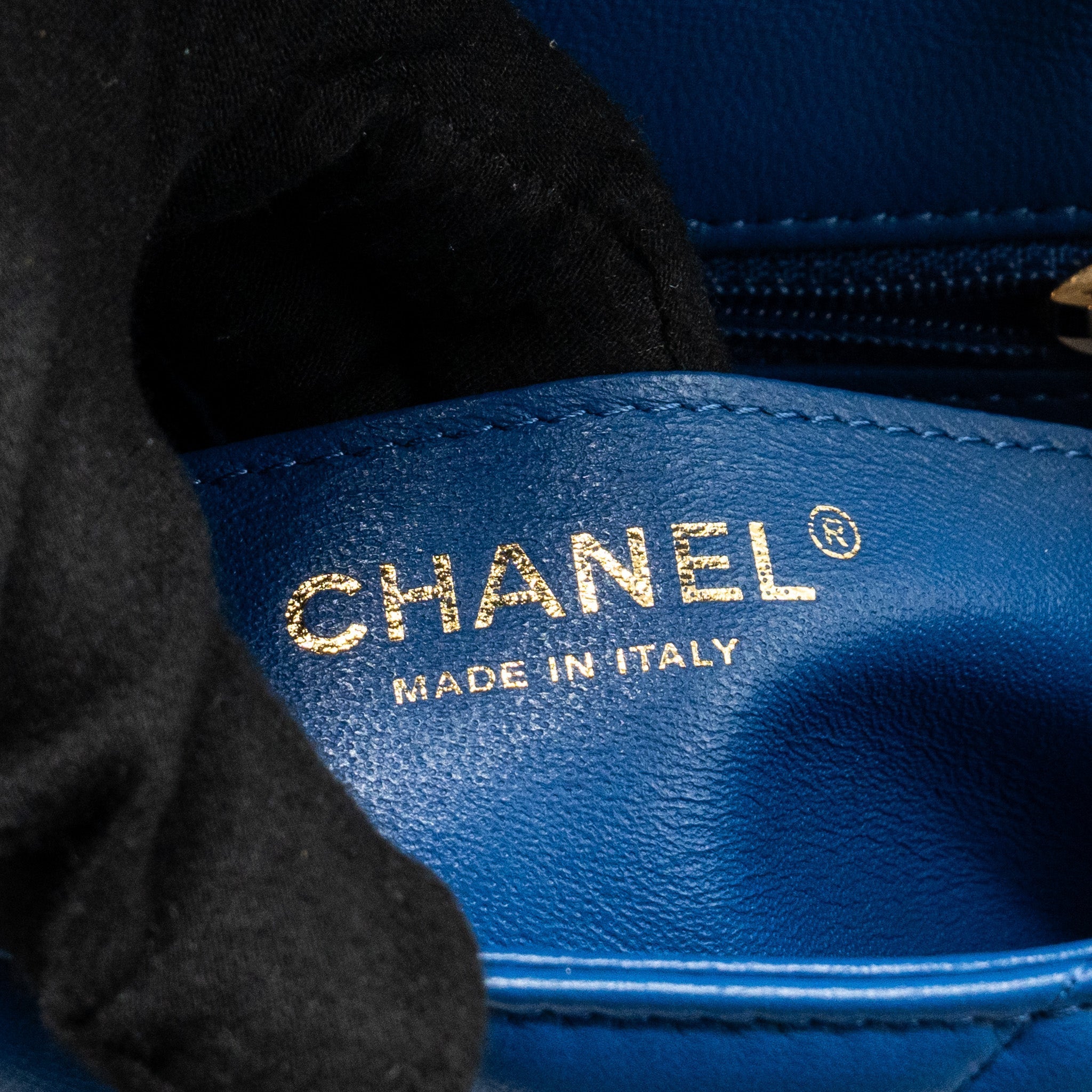 CHANEL MINI SQUARE CHEVRON LAMBSKIN BLUE LGHW