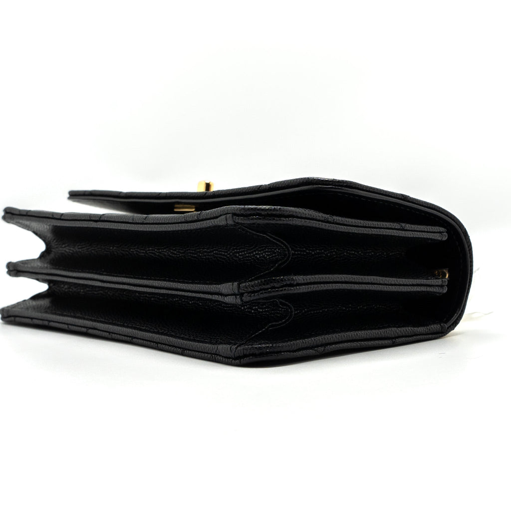 CHANEL 23S WALLET ON CHAIN WITH BAG CHARM CAVIAR BLACK GHW(MICROCHIP)