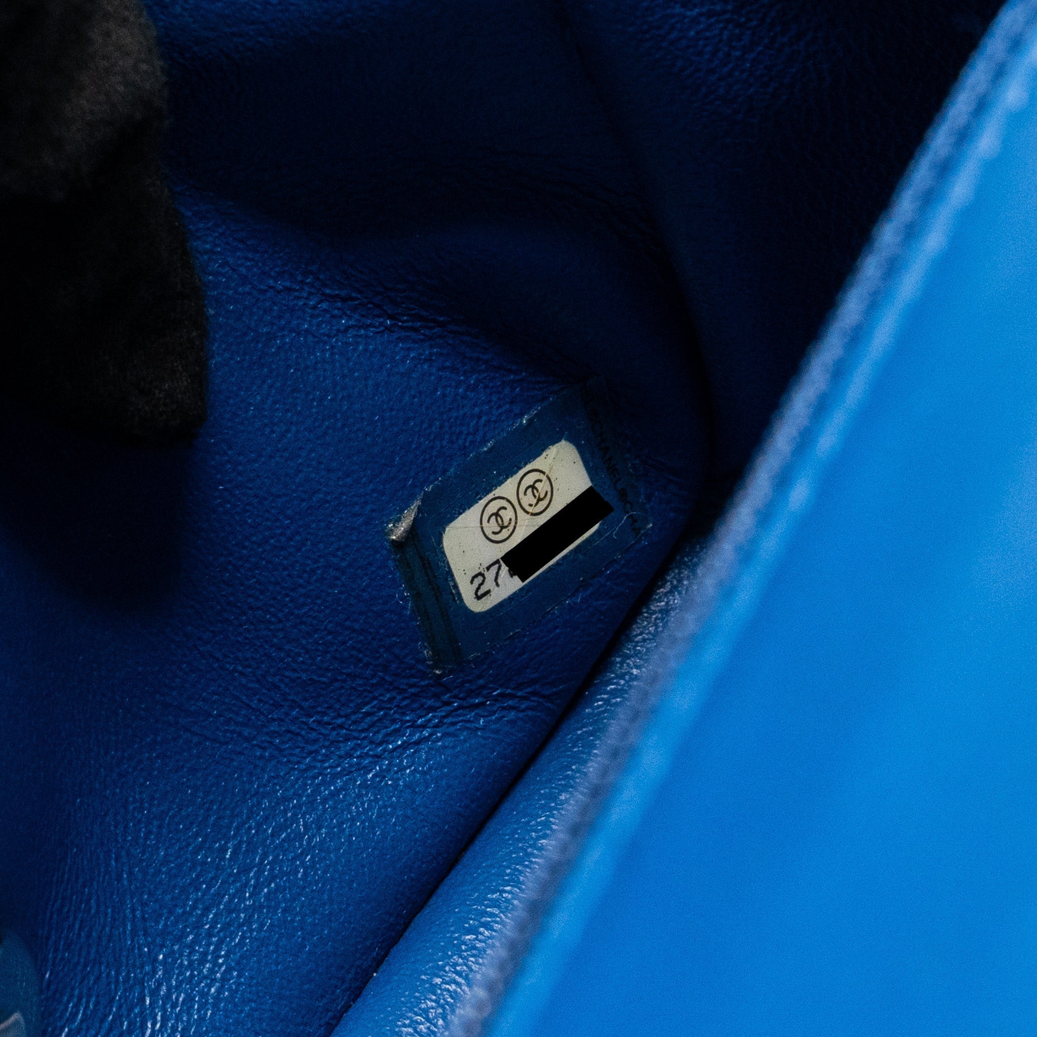 CHANEL MINI SQUARE CHEVRON LAMBSKIN BLUE LGHW