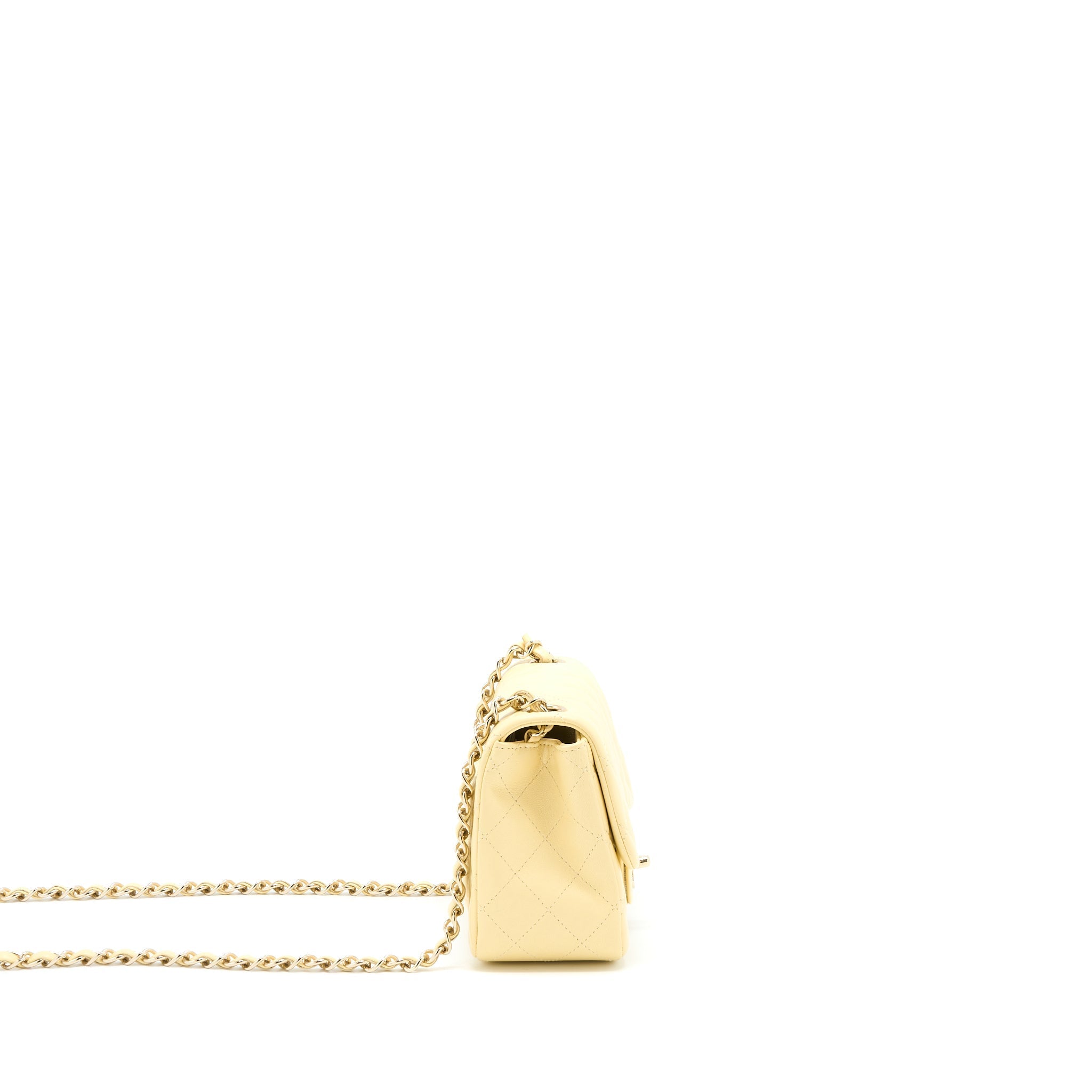 CHANEL MINI SQUARE FLAP BAG LAMBSKIN LIGHT YELLOW LGHW