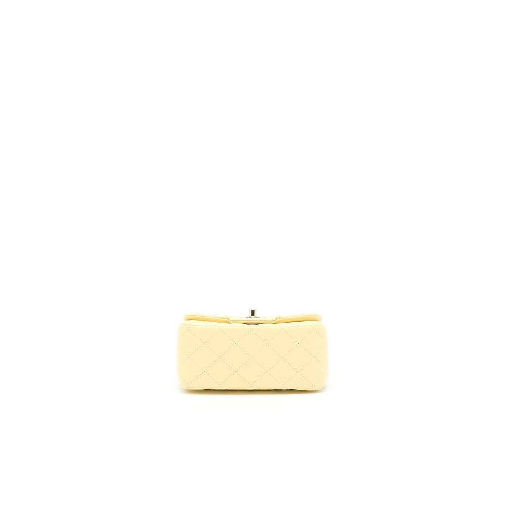 CHANEL MINI SQUARE FLAP BAG LAMBSKIN LIGHT YELLOW LGHW