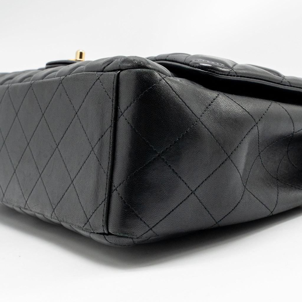 CHANEL MAXI SINGLE FLAP BAG LAMBSKIN BLACK GHW