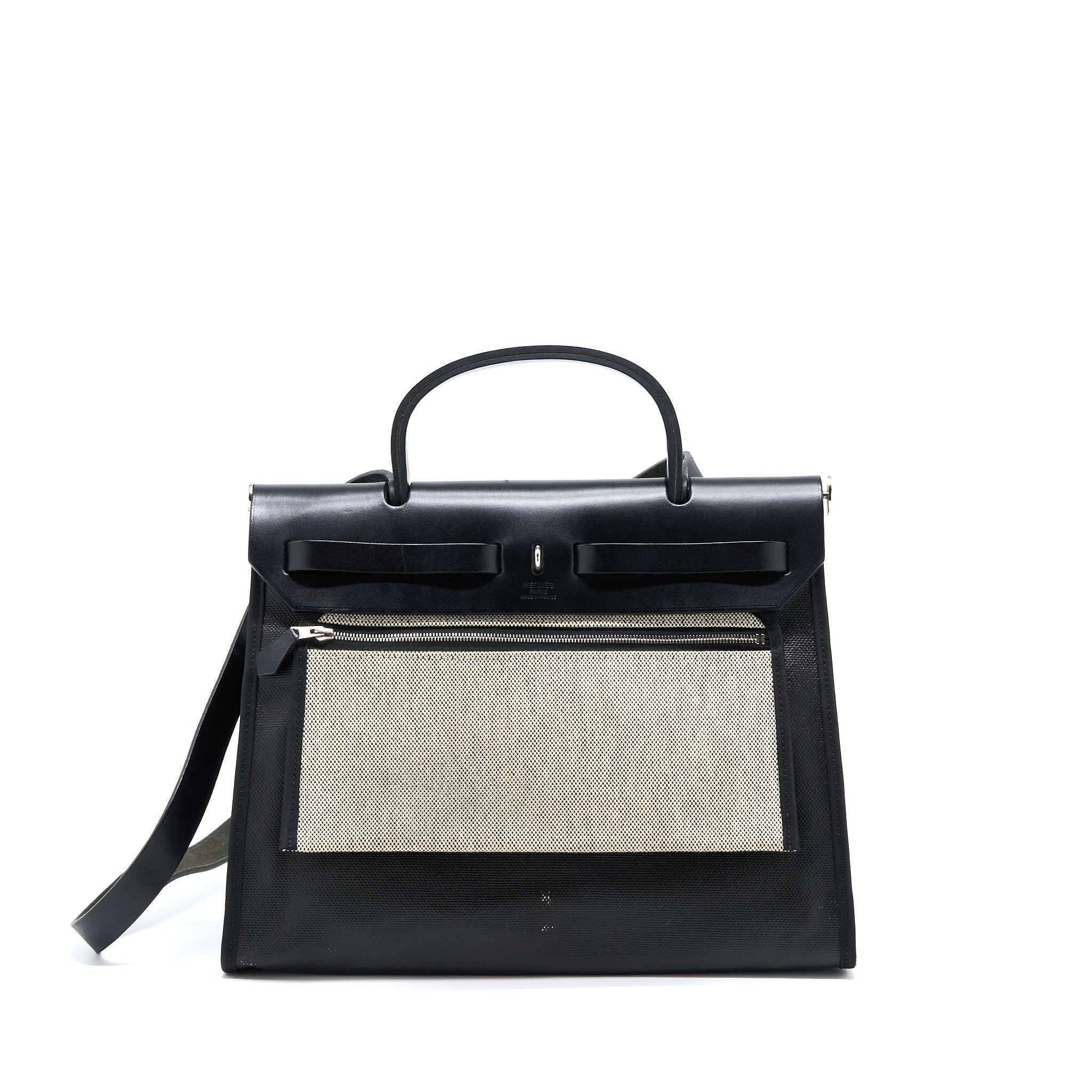HERMES HERBAG ZIP 31 CANVAS/LEATHER BLACK SHW