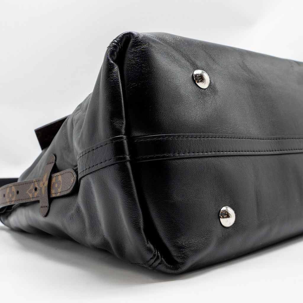 LOUIS VUITTON CARRYALL VIBE MM LAMBSKIN/MONOGRAM CANVAS BLACK SHW