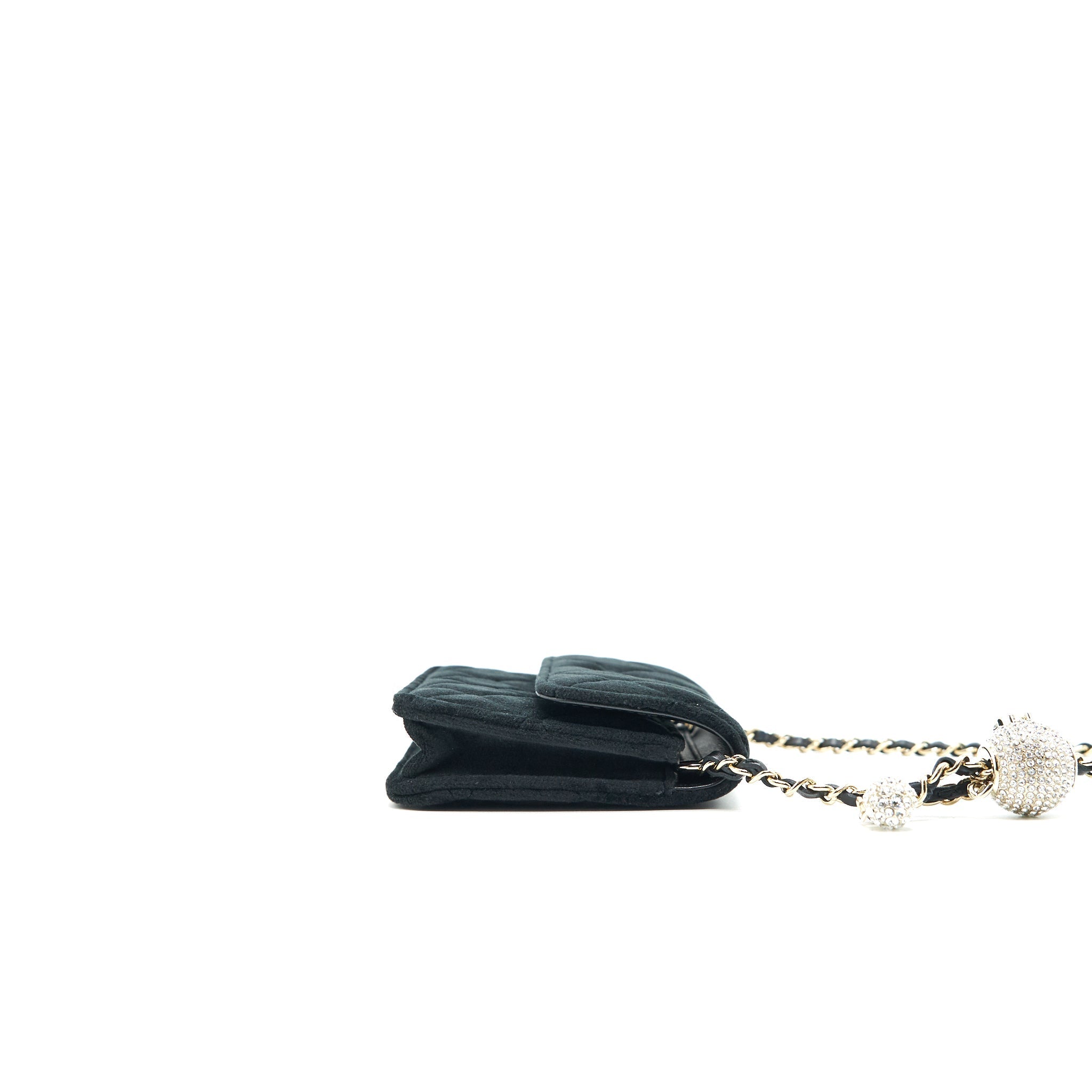 CHANEL VELVET PEARL CRUSH MINI BELT BAG BLACK WITH LGHW