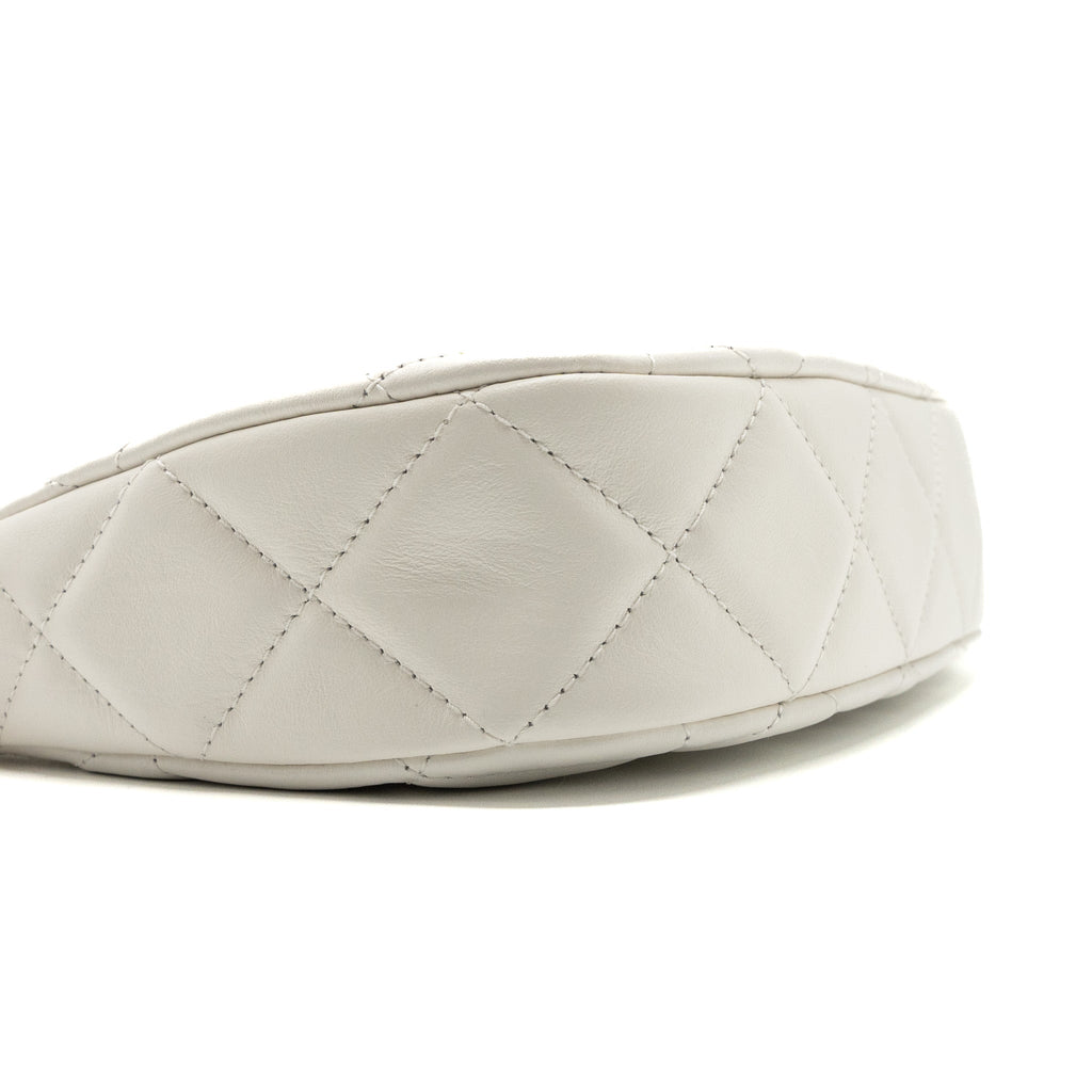 CHANEL 23K HOBO BAG CALFSKIN WHITE GHW (MICROCHIP)