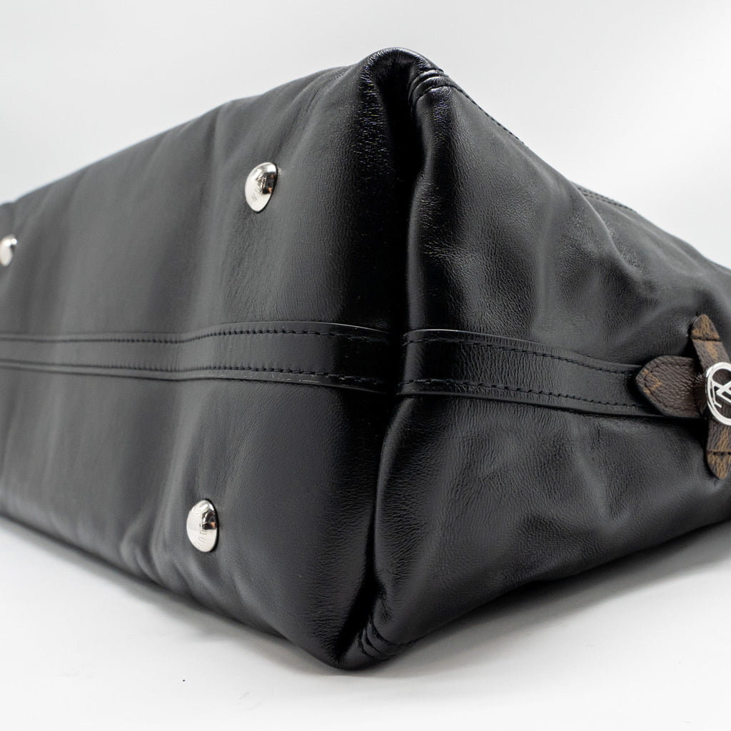 LOUIS VUITTON CARRYALL VIBE MM LAMBSKIN/MONOGRAM CANVAS BLACK SHW