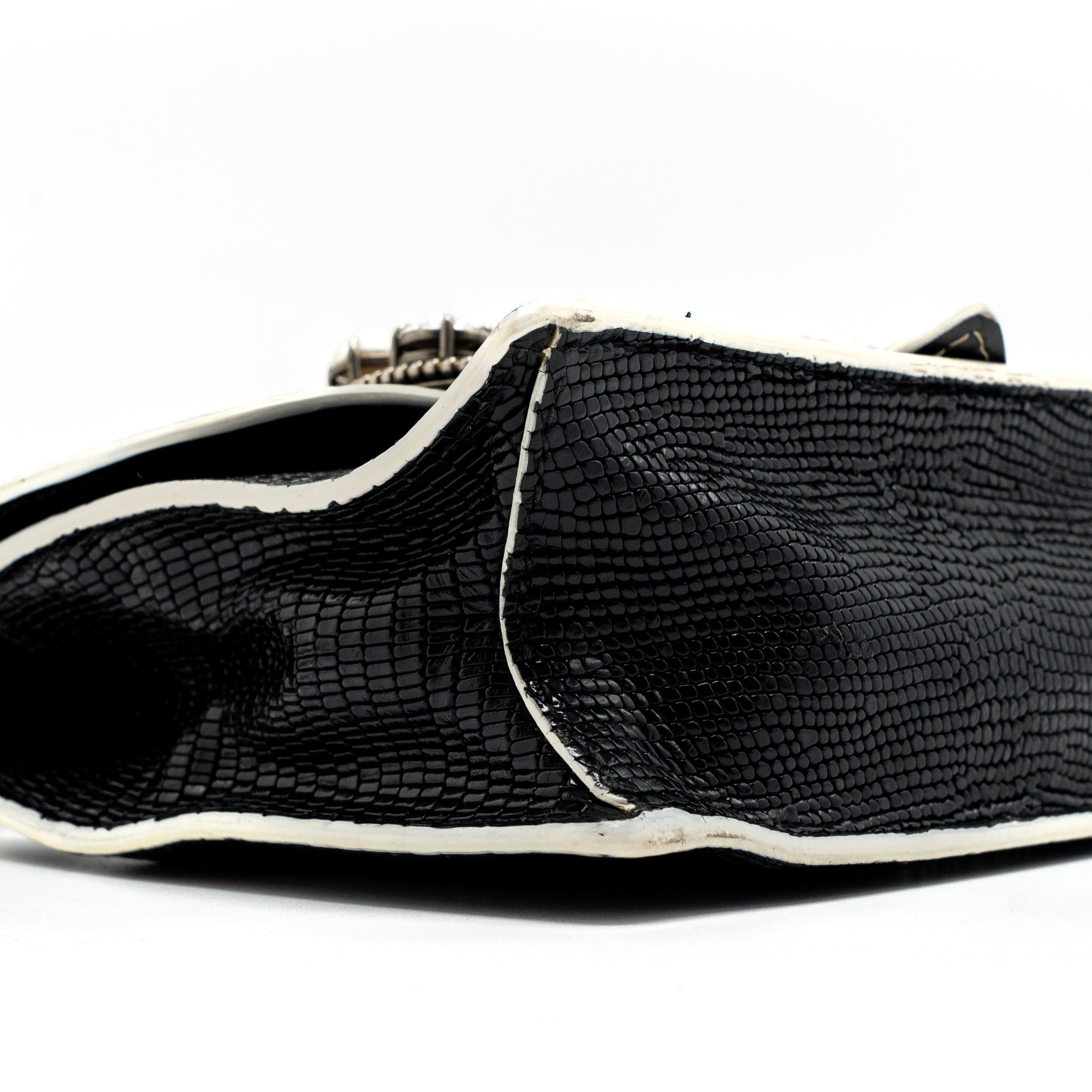MIU MIU ST.LUCERTOLA EMBOSSED LEATHER BLACK SHW
