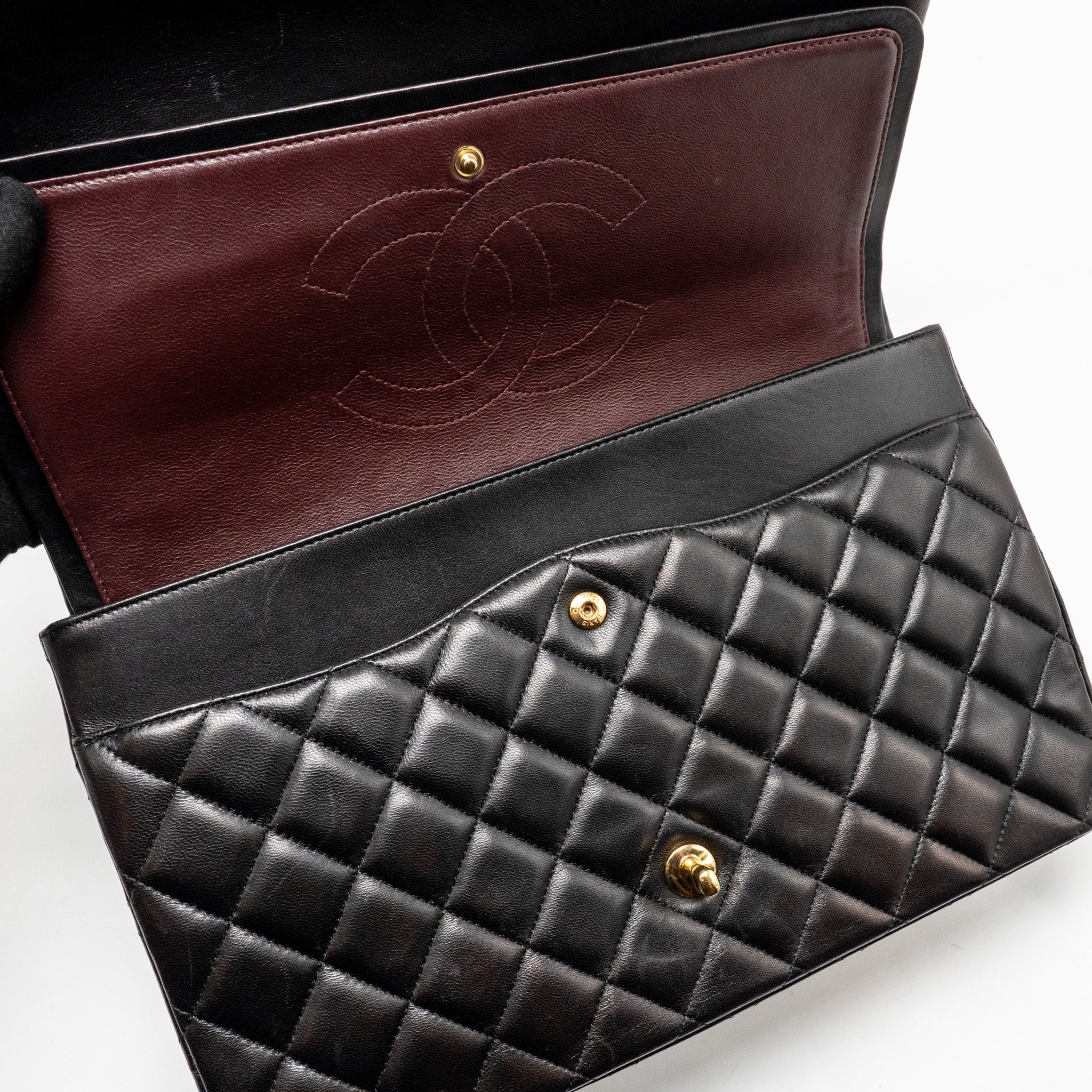 CHANEL MAXI CLASSIC DOUBLE FLAP BAG LAMBSKIN BLACK GHW
