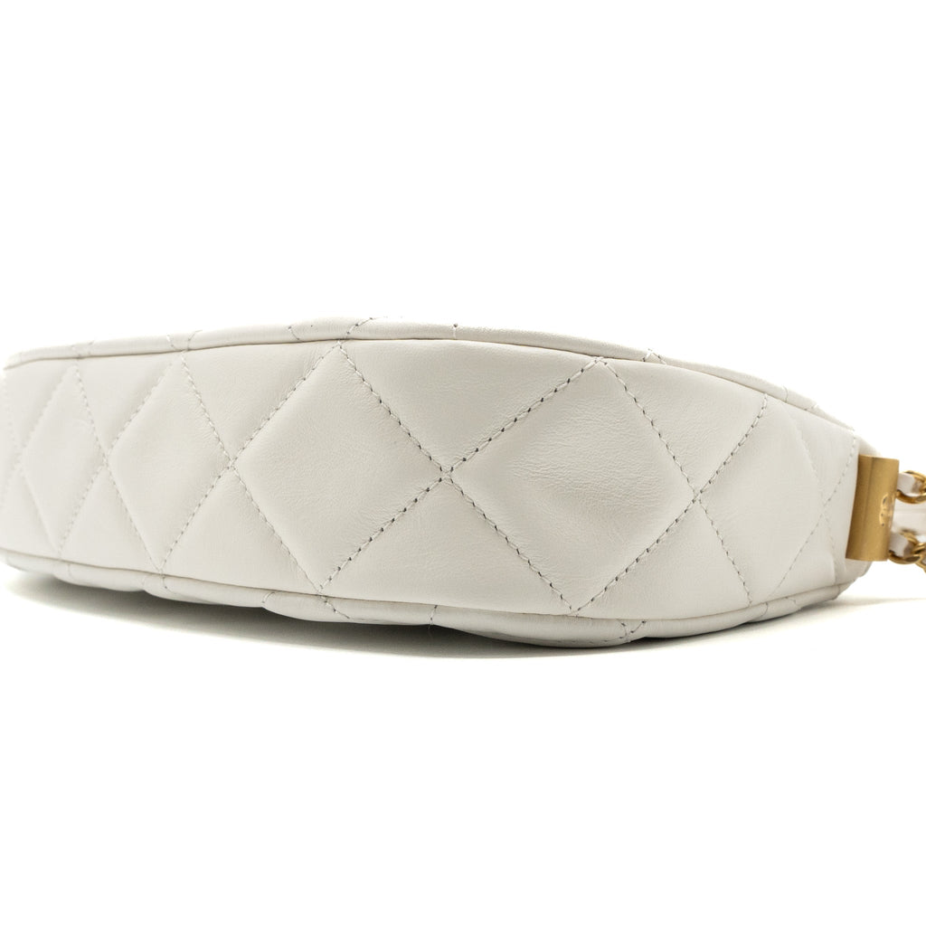 CHANEL 23K HOBO BAG CALFSKIN WHITE GHW (MICROCHIP)