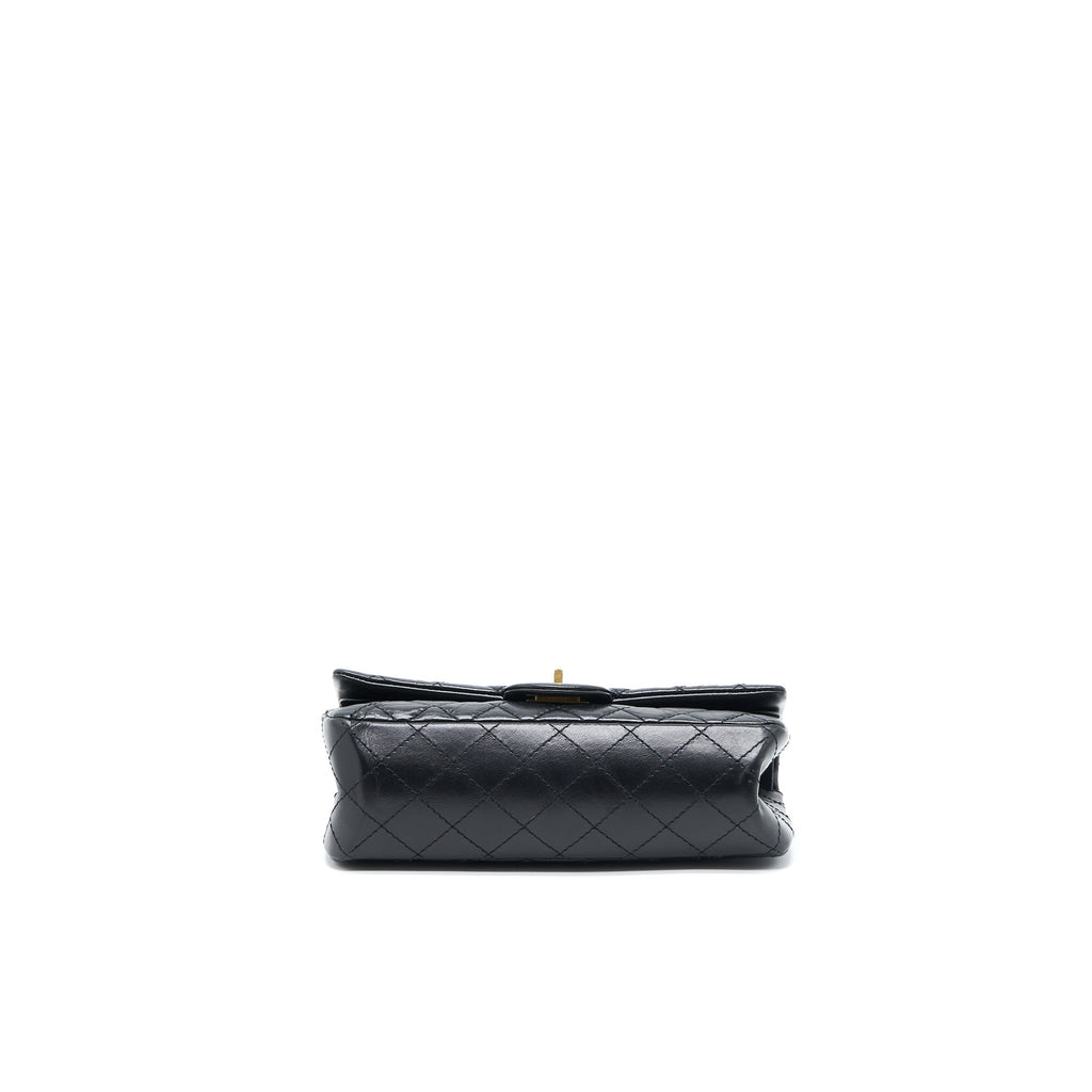 CHANEL SMALL 2.55 REISSUE FLAP BAG AGED CALFSKIN BLACK BRUSHED GHW