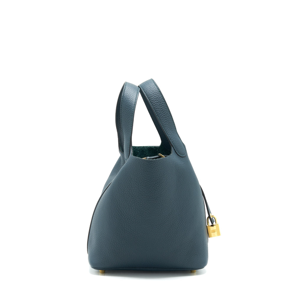 HERMES PICOTIN 18 LOCK BAG VERT CYPRESS GHW
