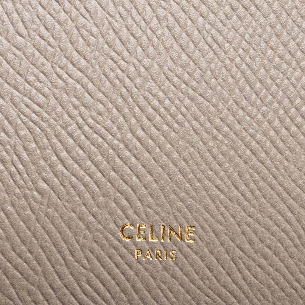 CELINE ZIPPED PURSE WITH REMOVABLE CARD HOLDER CALFSKIN / LAMBSKIN GREY / LIGHT BLUE GHW