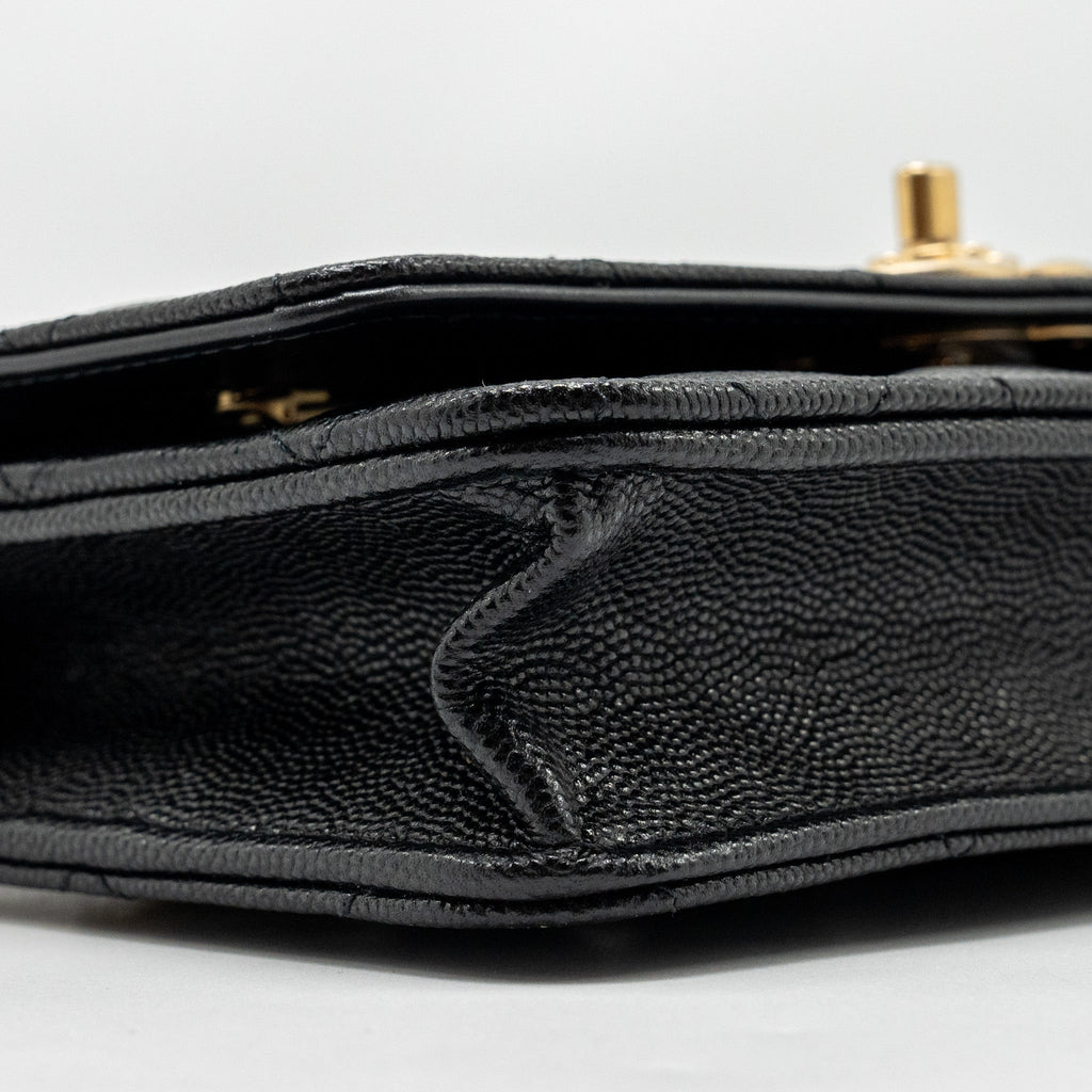 CHANEL CAMELLIA WALLET ON CHAIN CAVIAR BLACK GHW (MICROCHIP)