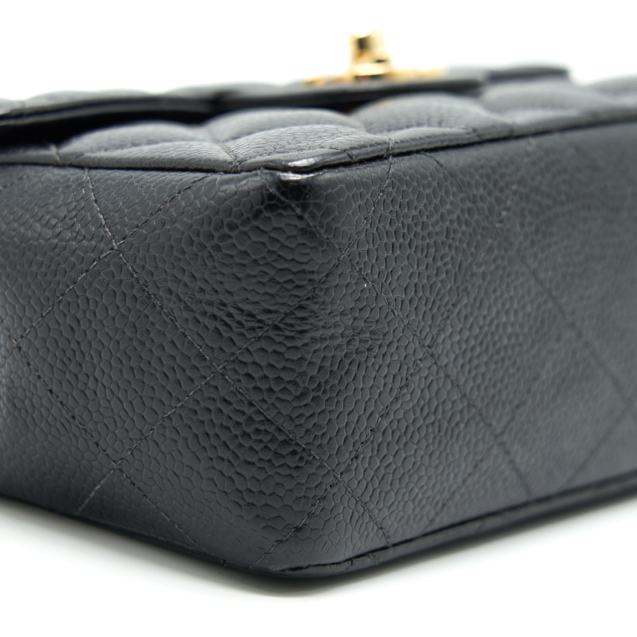 CHANEL VINTAGE MINI SQUARE FLAP BAG CAVIAR BLACK GHW
