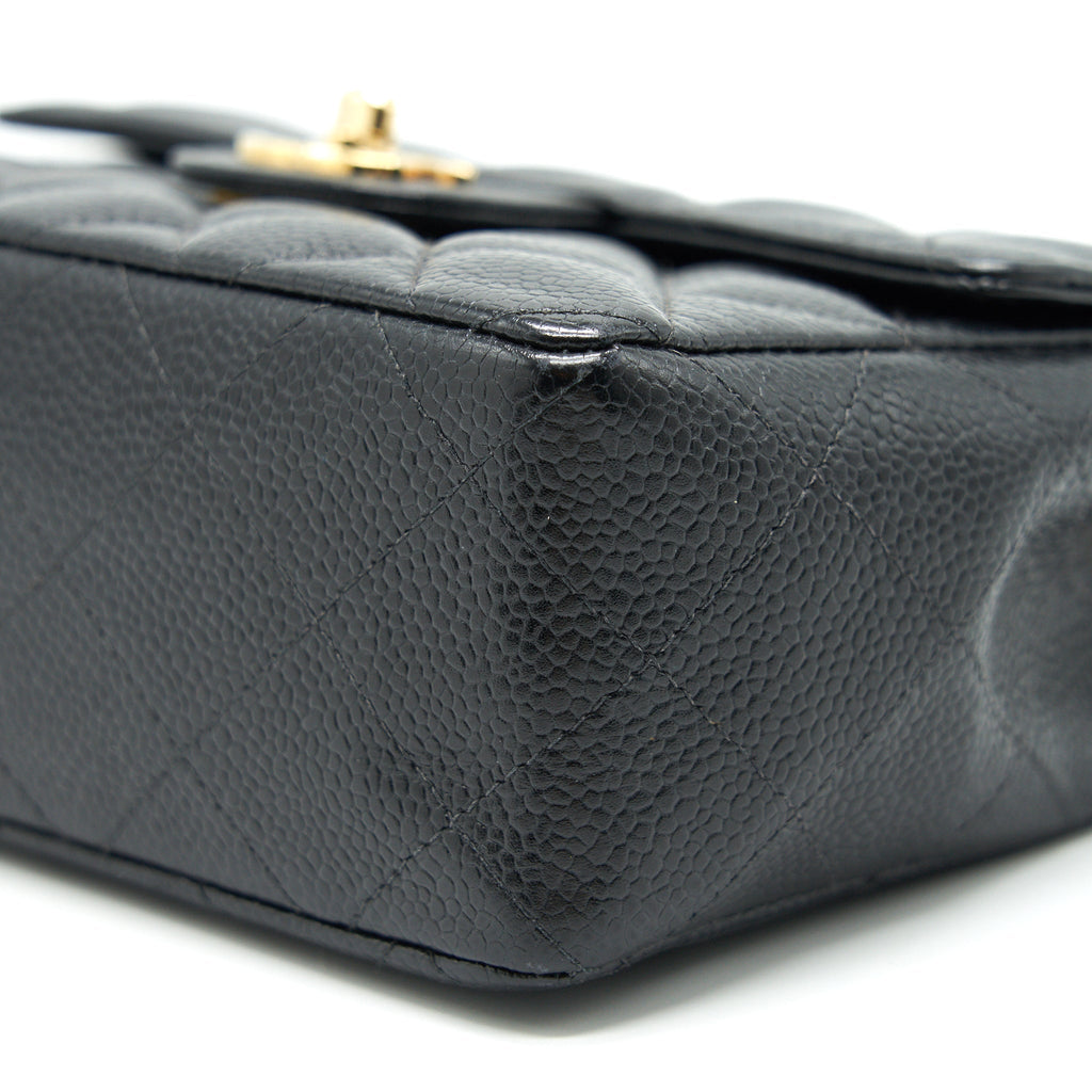 CHANEL VINTAGE MINI SQUARE FLAP BAG CAVIAR BLACK GHW