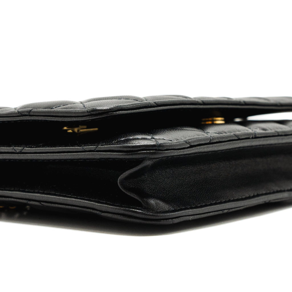CHANEL COCO HEART WALLET ON CHAIN LAMBSKIN BLACK GHW (MICROCHIP)