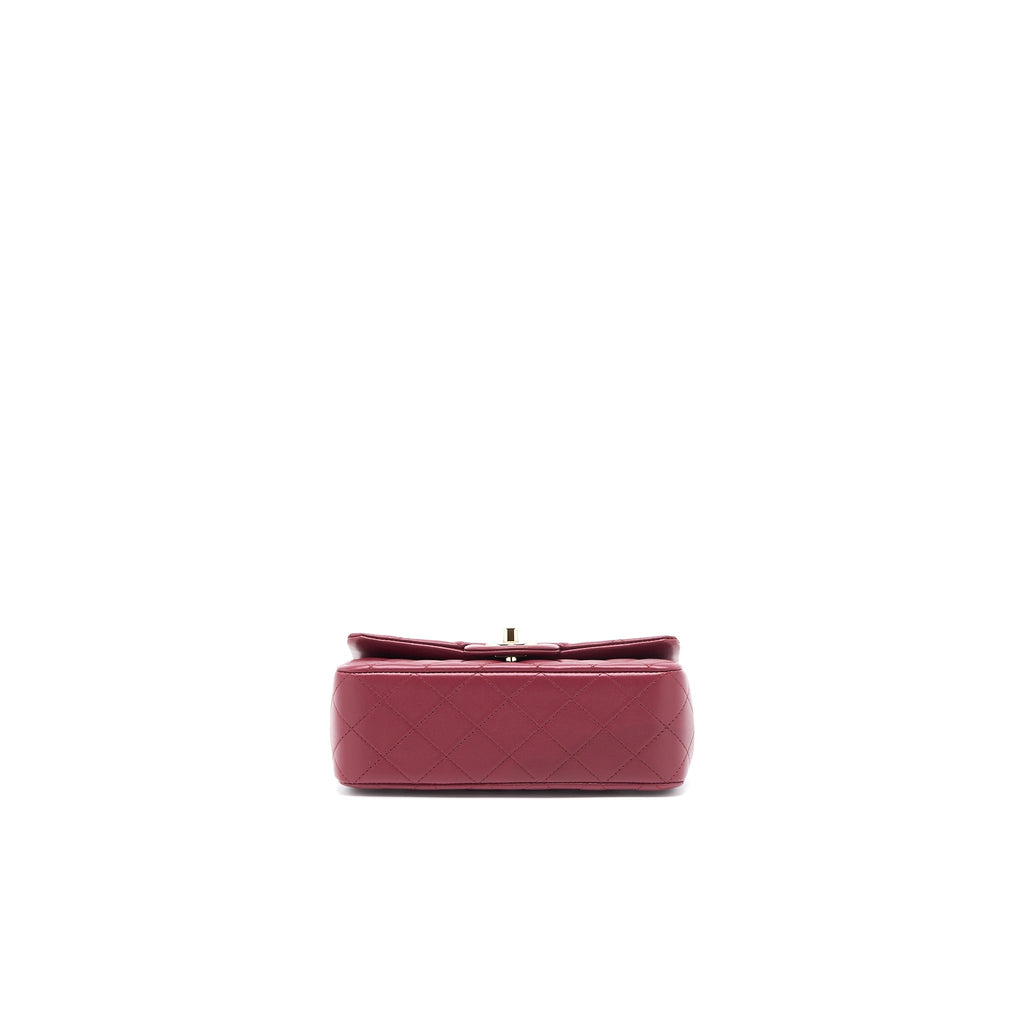 CHANEL TOP HANDLE MINI RECTANGULAR FLAP BAG LAMBSKIN BURGUNDY GHW (MICROCHIP)