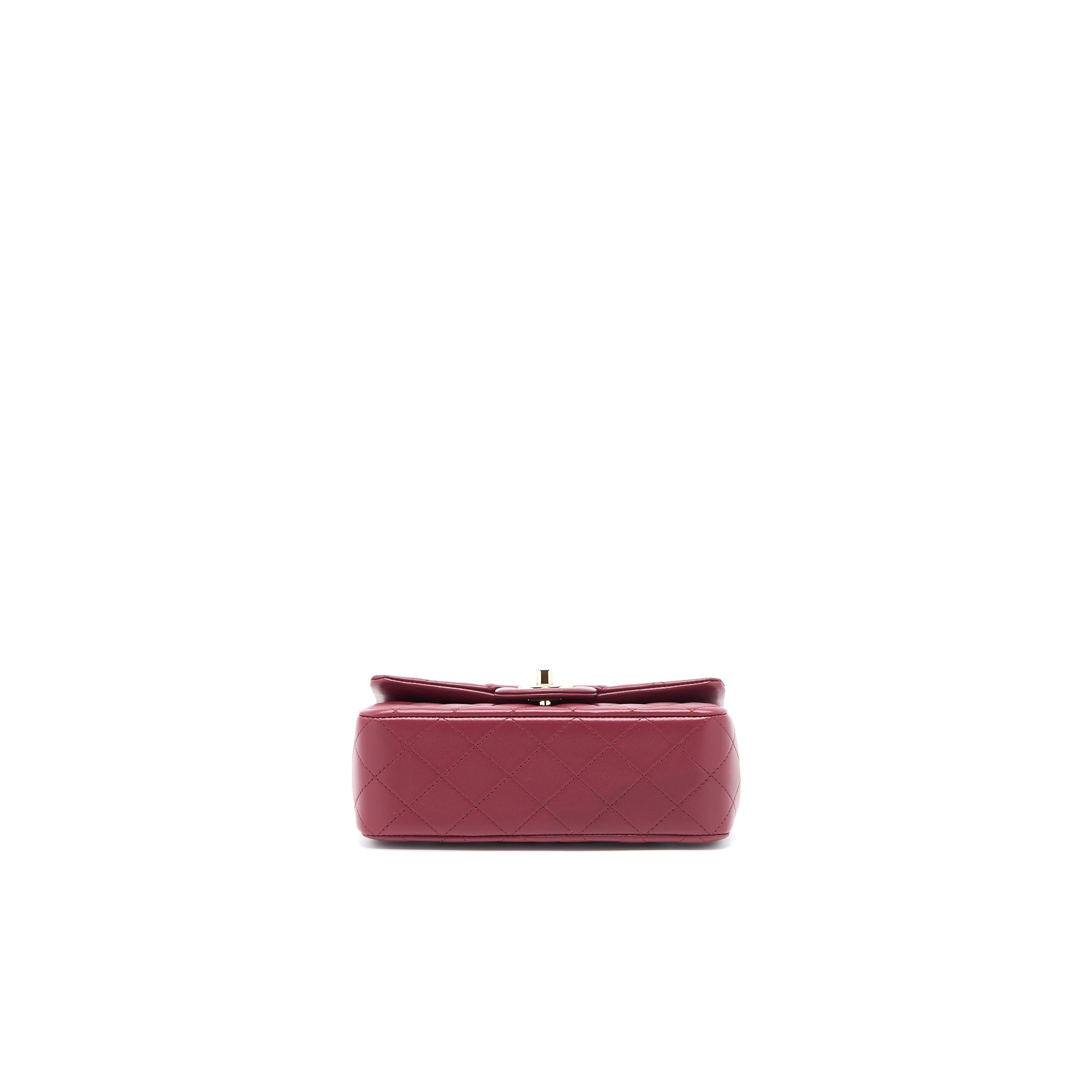 CHANEL TOP HANDLE MINI RECTANGULAR FLAP BAG LAMBSKIN BURGUNDY GHW (MICROCHIP)