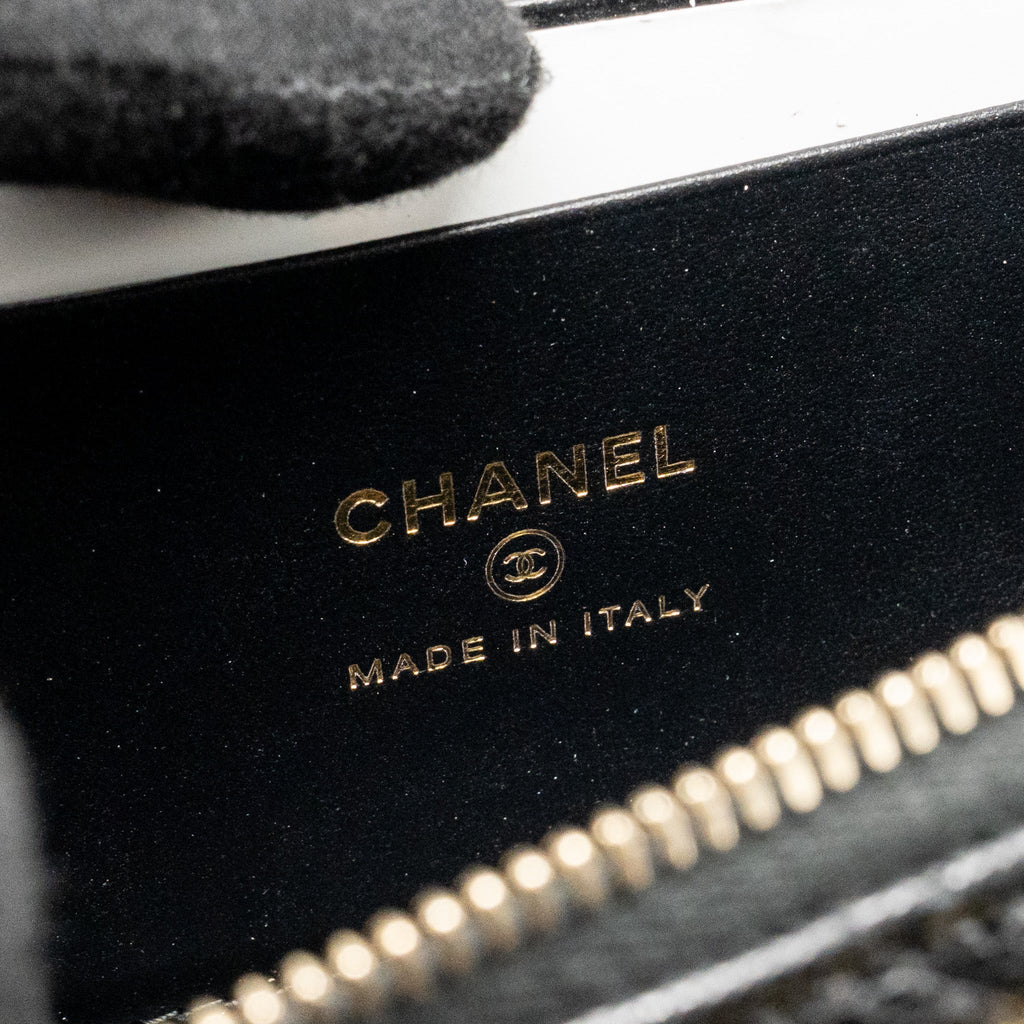 CHANEL TOP HANDLE VANITY BAG WITH CHAIN CAVIAR BLACK GHW (MICROCHIP)