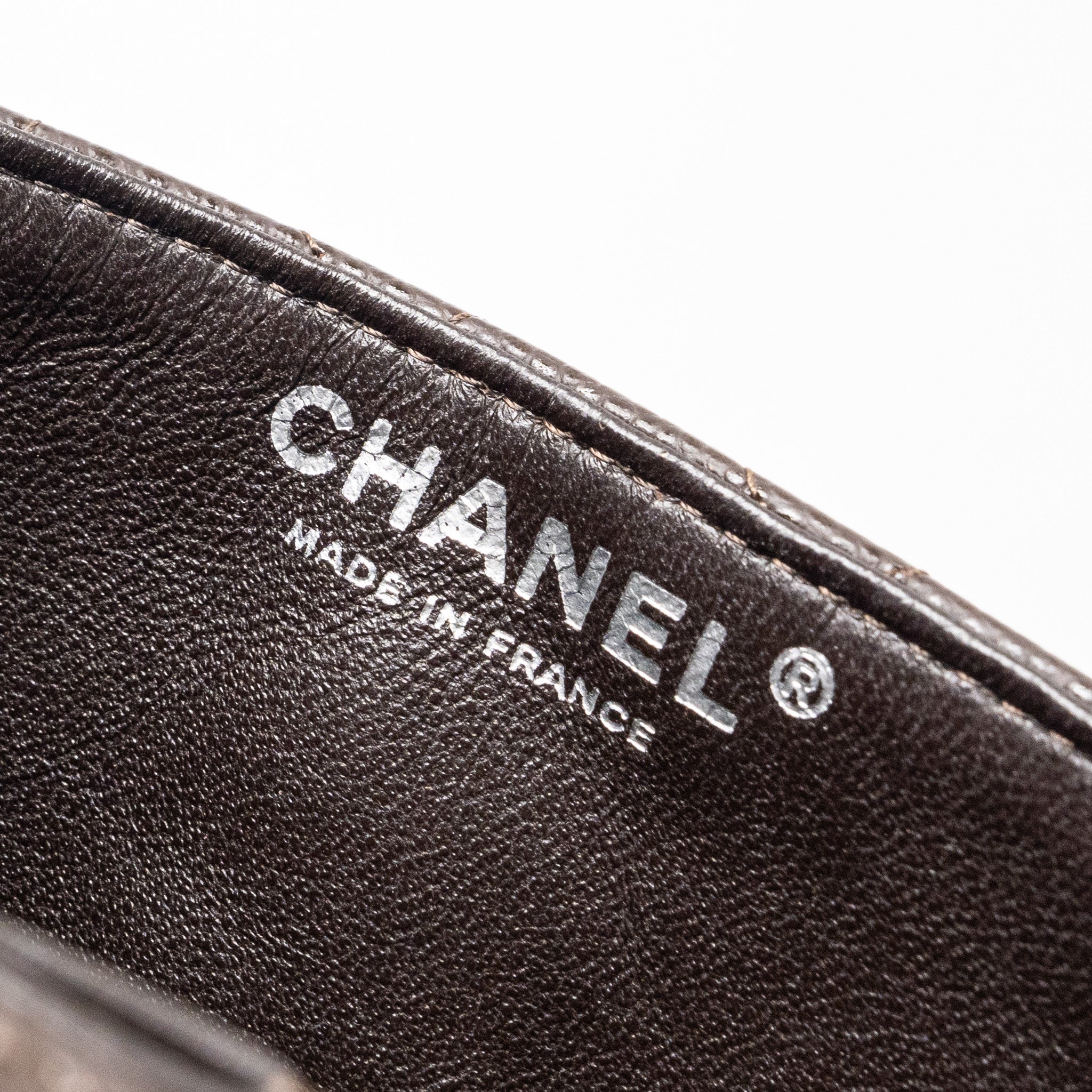 CHANEL EAST WEST CLASSIC QUILTED FLAP BAG CAVIAR CHOCOLATE SHW