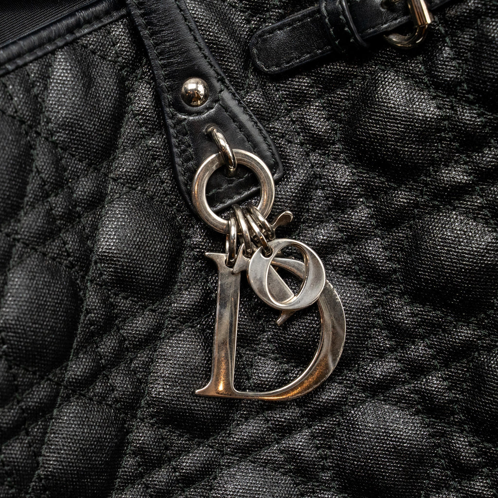 DIOR SHOPPING TOTE BAG CANVAS BLACK SHW