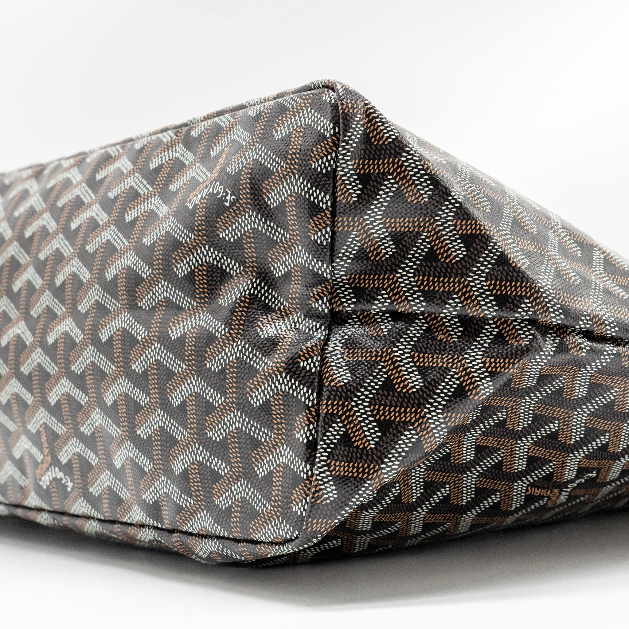 GOYARD SAINT LOUIS PM TOTE  BAG GOYARDINE CANVAS / CALFSKIN BLACK SHW
