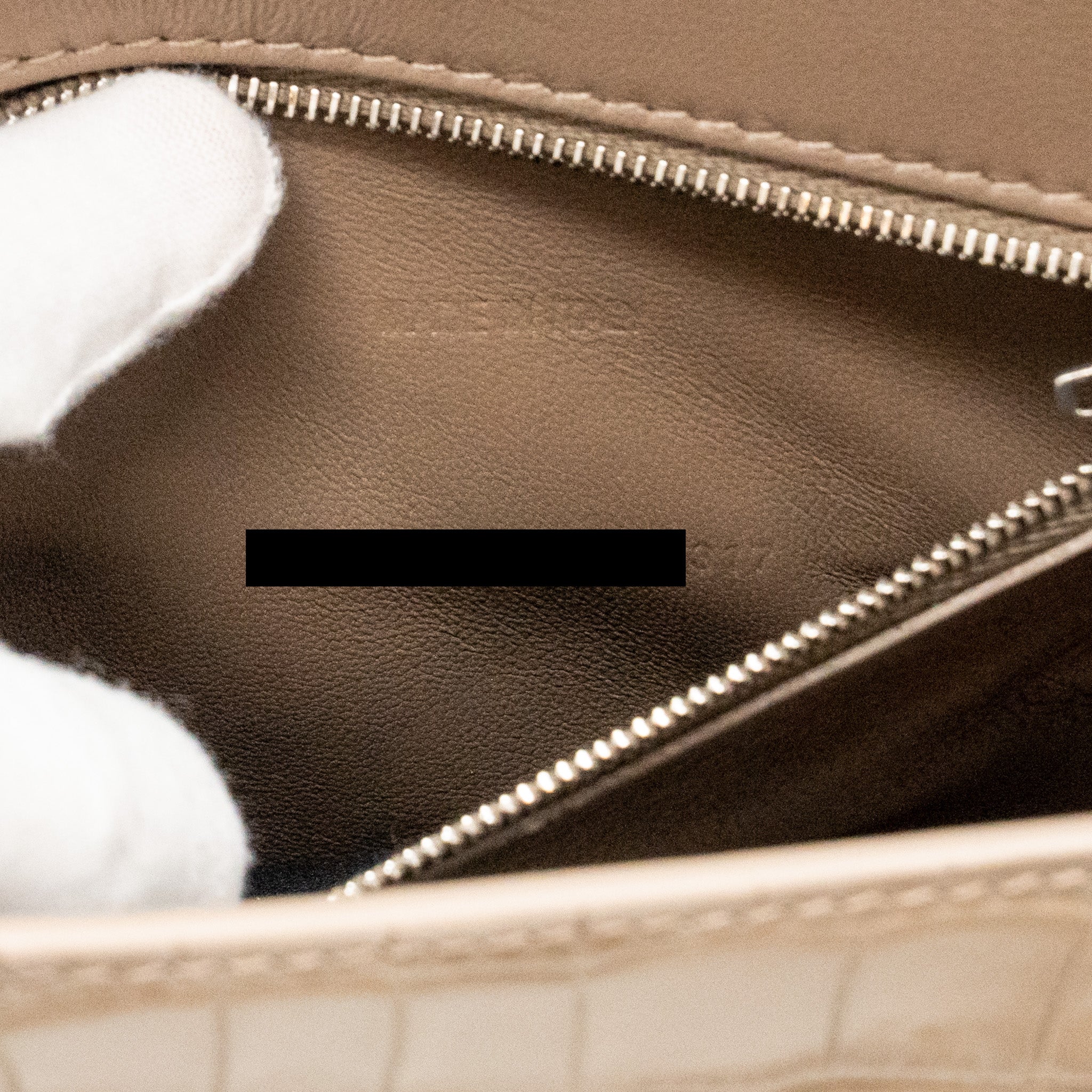 BALENCIAGA SMALL HOURGLASS BAG CROC-EMBOSSED CALFSKIN DARK BEIGE SHW