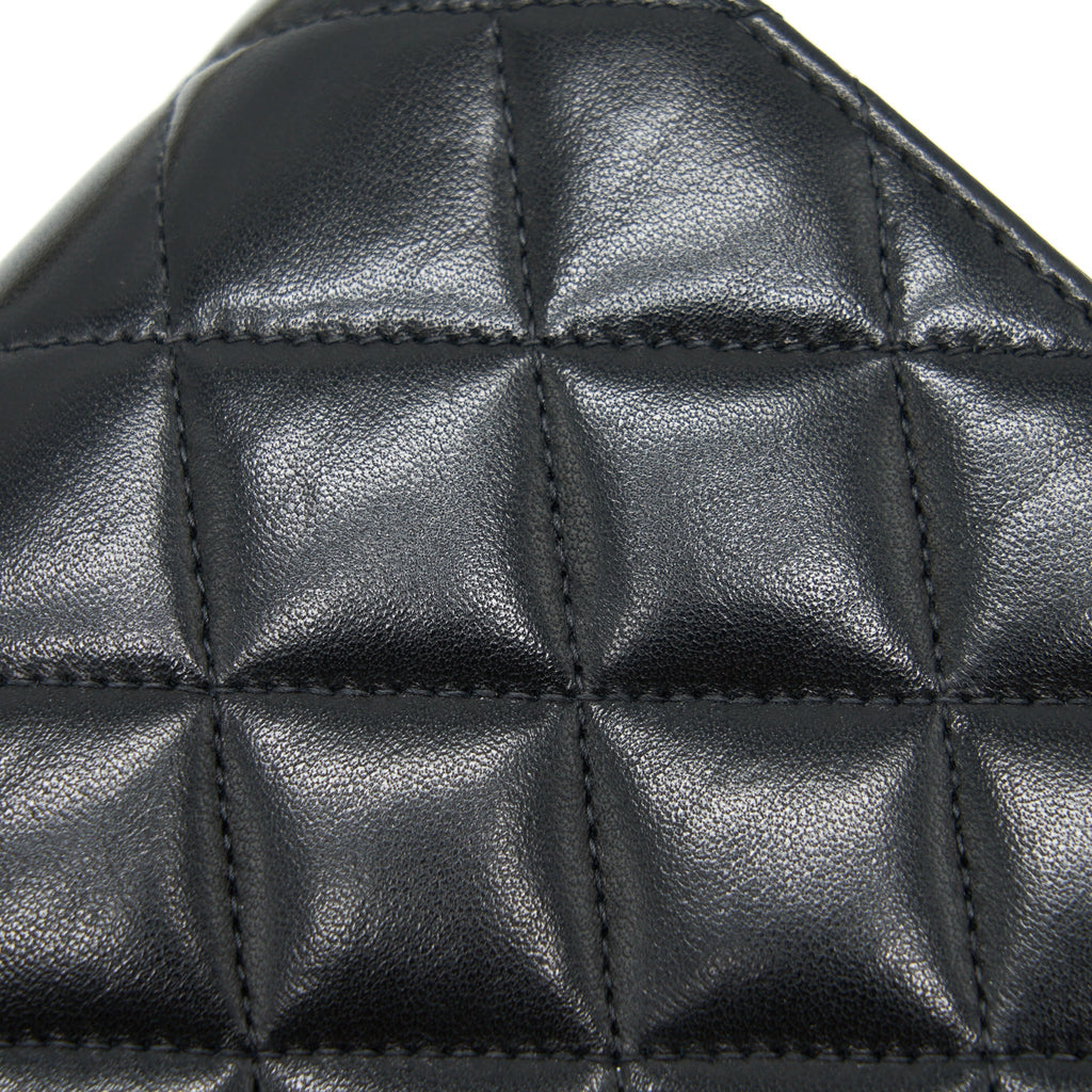 CHANEL VINTAGE QUILTED MINI FLAP BAG WITH CHAIN LAMBSKIN BLACK GHW