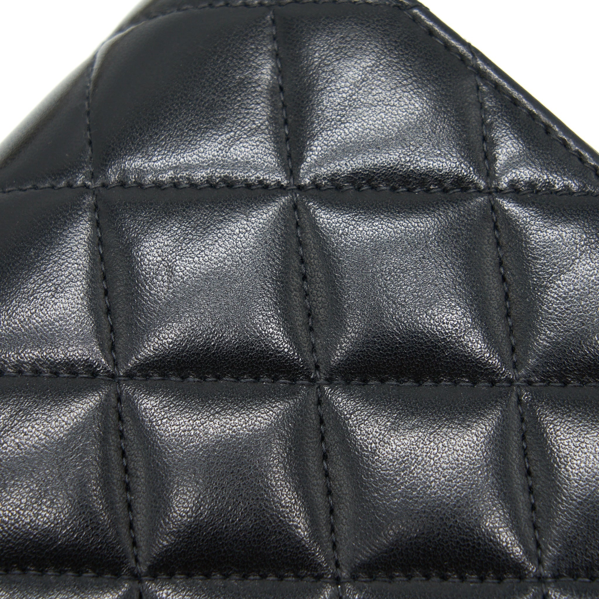 CHANEL VINTAGE QUILTED MINI FLAP BAG WITH CHAIN LAMBSKIN BLACK GHW