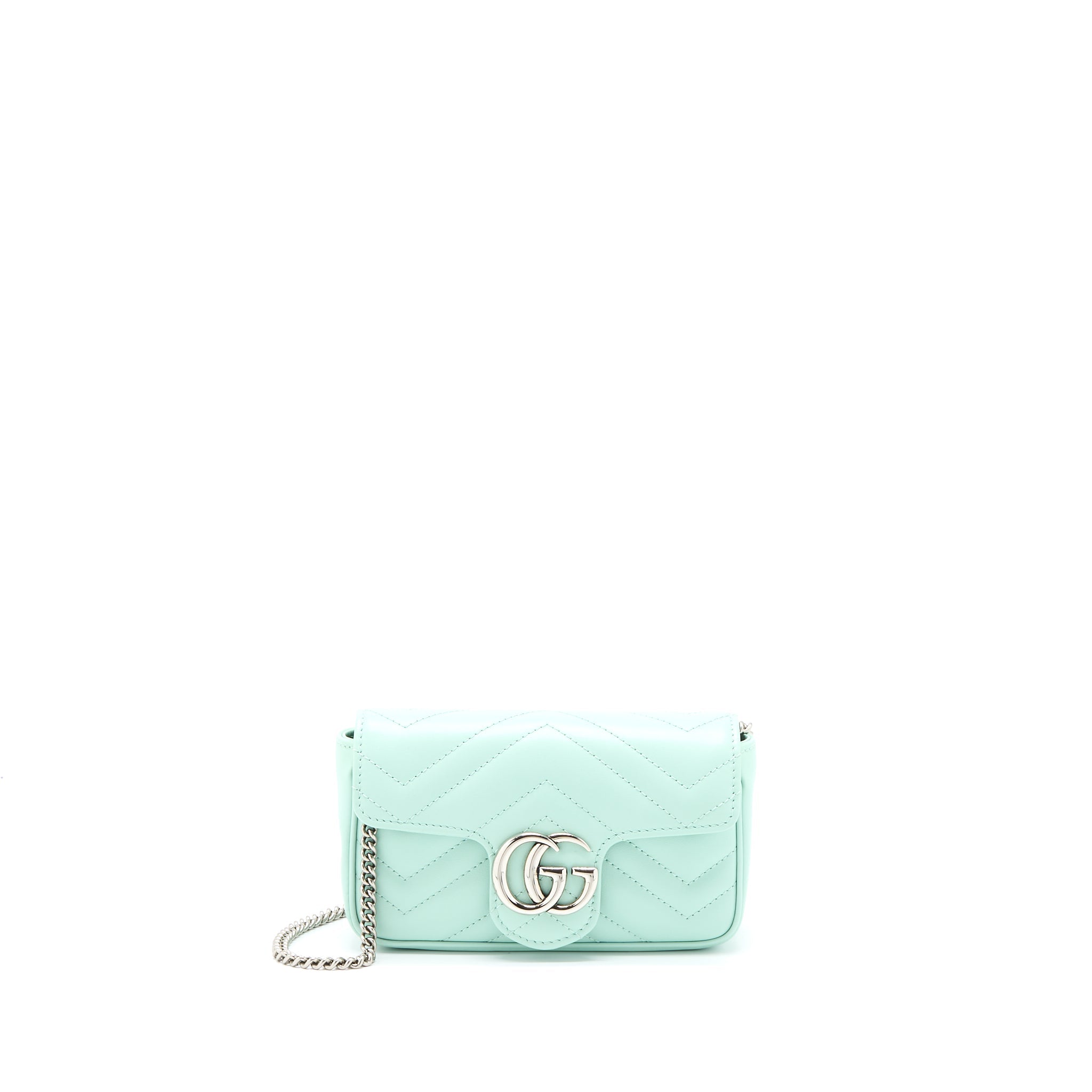 GUCCI GG MARMONT SUPER MINI BAG CALFSKIN MINT GREEN SHW