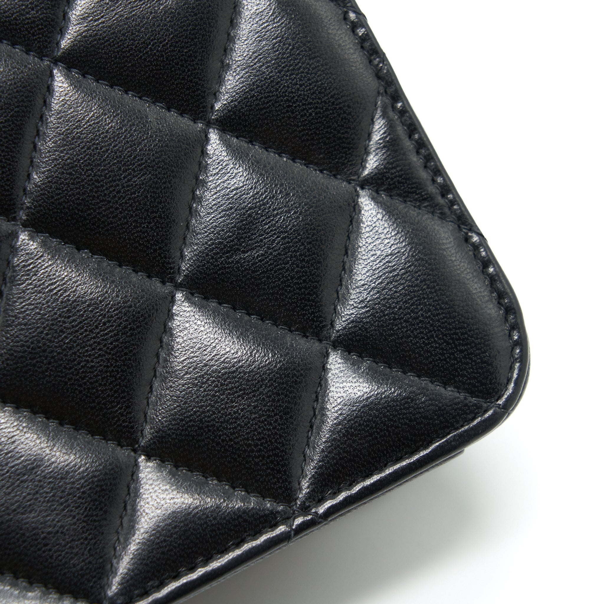 CHANEL VINTAGE QUILTED MINI FLAP BAG WITH CHAIN LAMBSKIN BLACK GHW