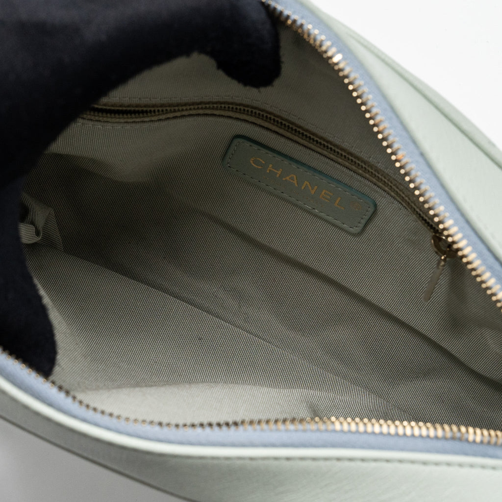 CHANEL SMALL CAMERA BAG GOATSKIN MULTICOLOR GREEN / BLUE / PINK LGHW