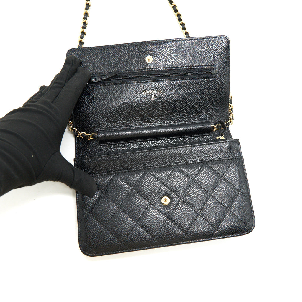 CHANEL WALLET ON CHAIN CAVIER BLACK WITH GHW