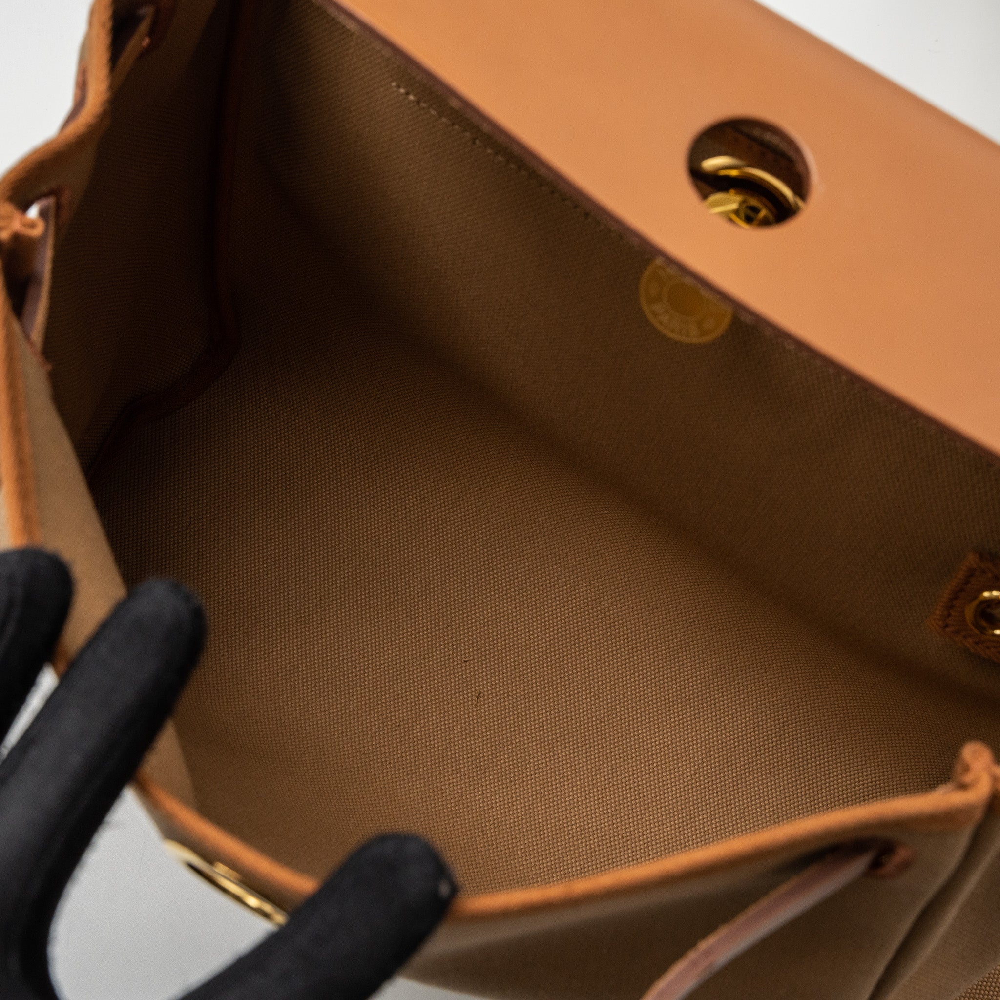 HERMES HERBAG 31 CANVAS/VACHE HUNTER LEATHER CHAI/FAUVE GHW