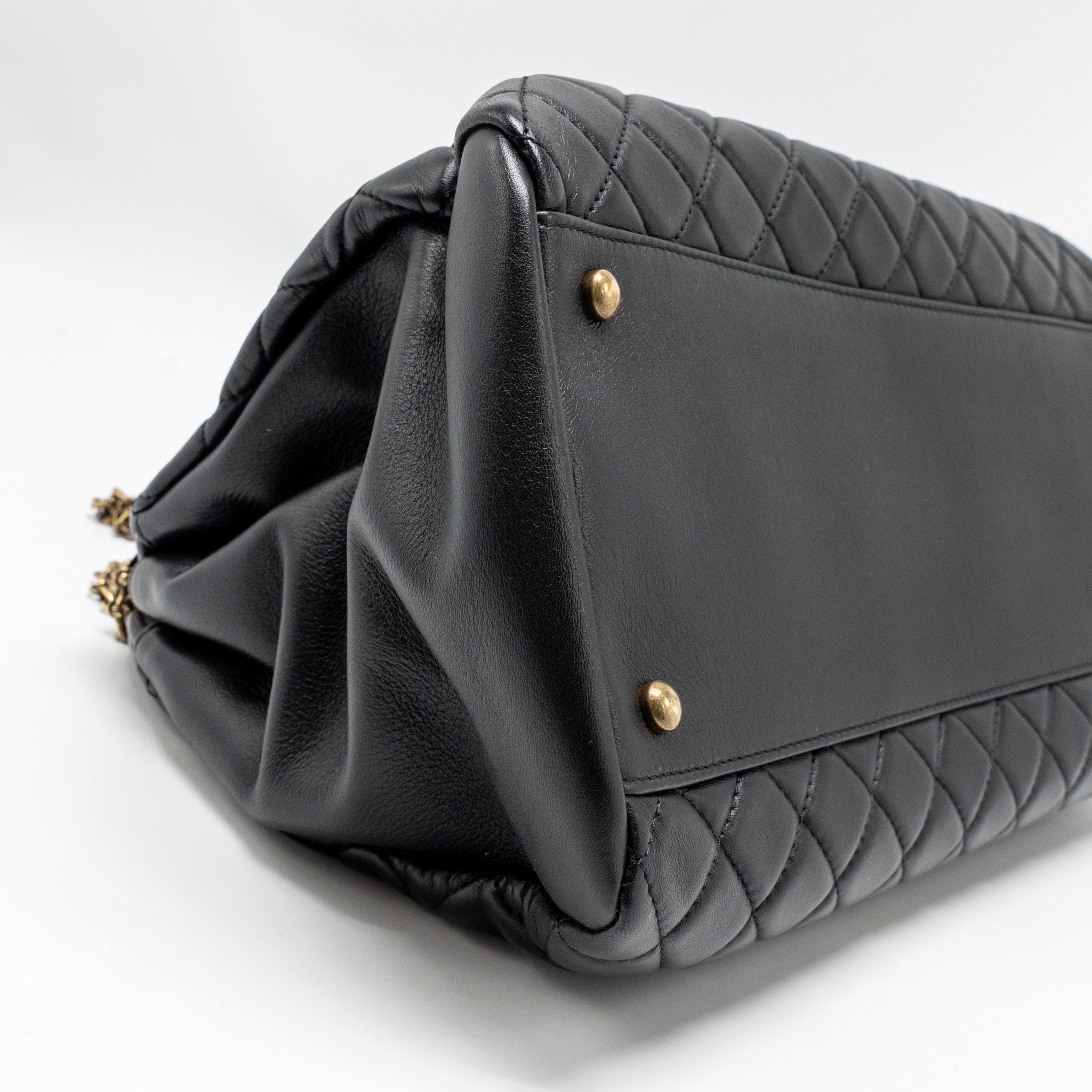 CHANEL JUST MADEMOISELLE BOWLING BAG LAMBSKIN BLACK GHW