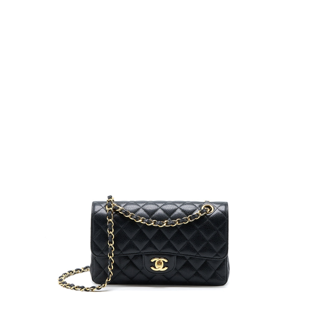 CHANEL SMALL CLASSIC DOUBLE FLAP BAG CAVIAR BLACK GHW