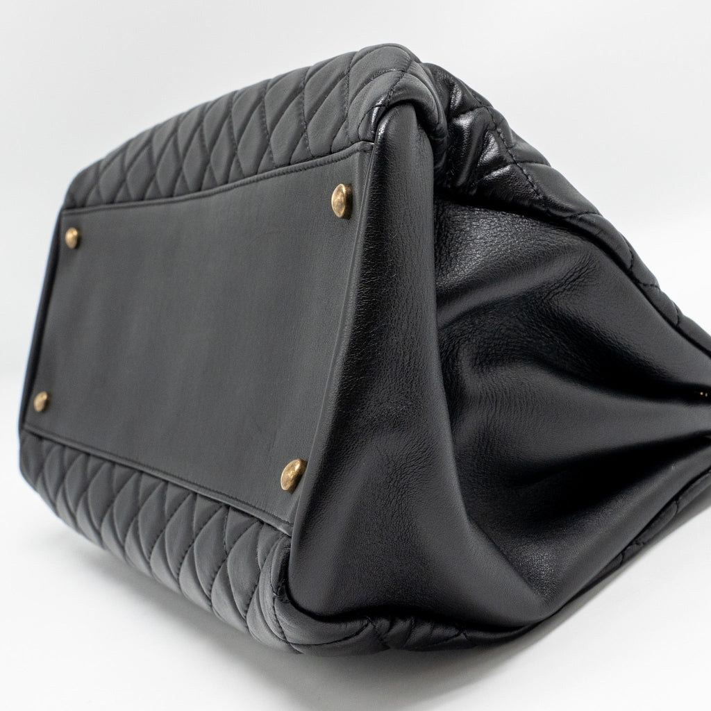 CHANEL JUST MADEMOISELLE BOWLING BAG LAMBSKIN BLACK GHW