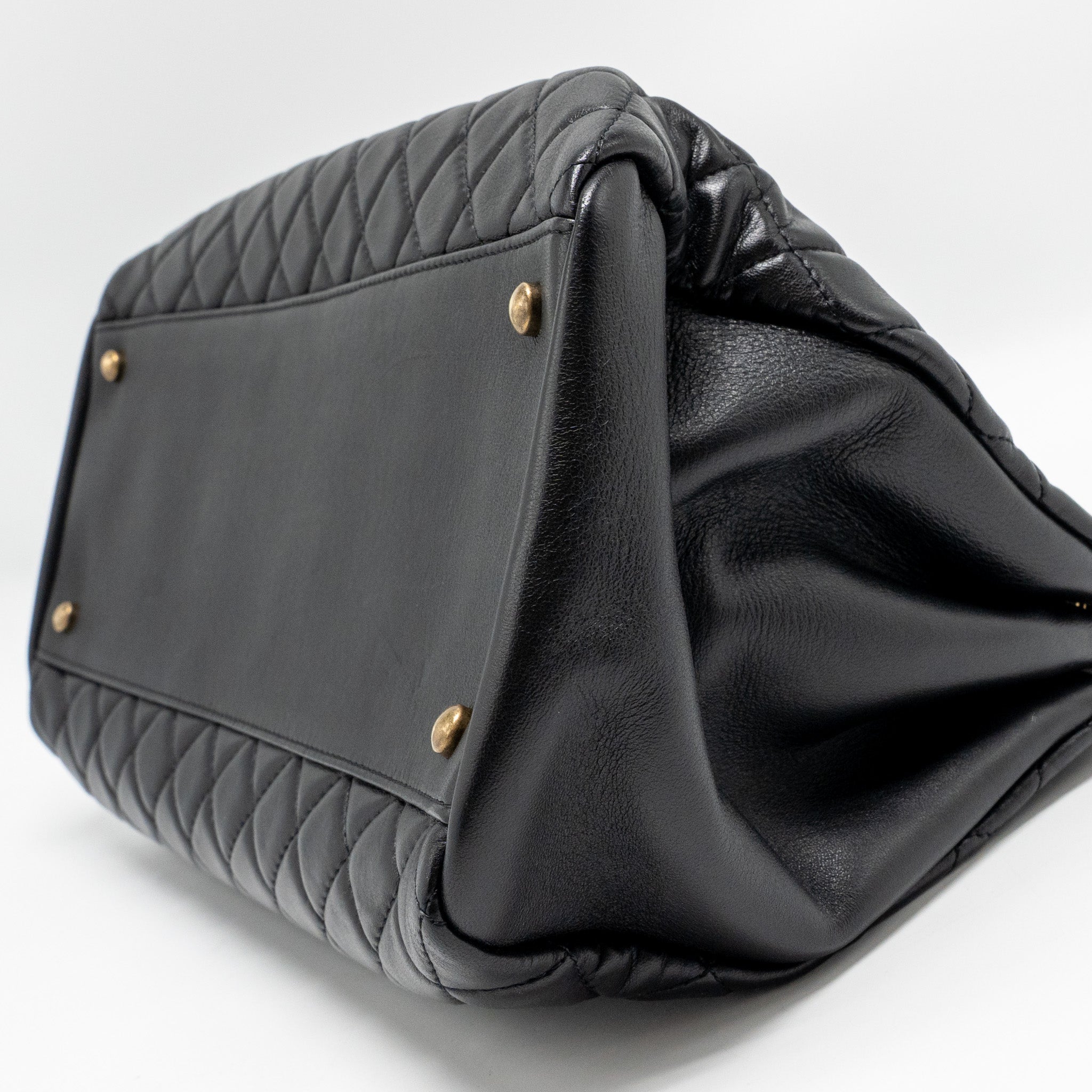 CHANEL JUST MADEMOISELLE BOWLING BAG LAMBSKIN BLACK GHW