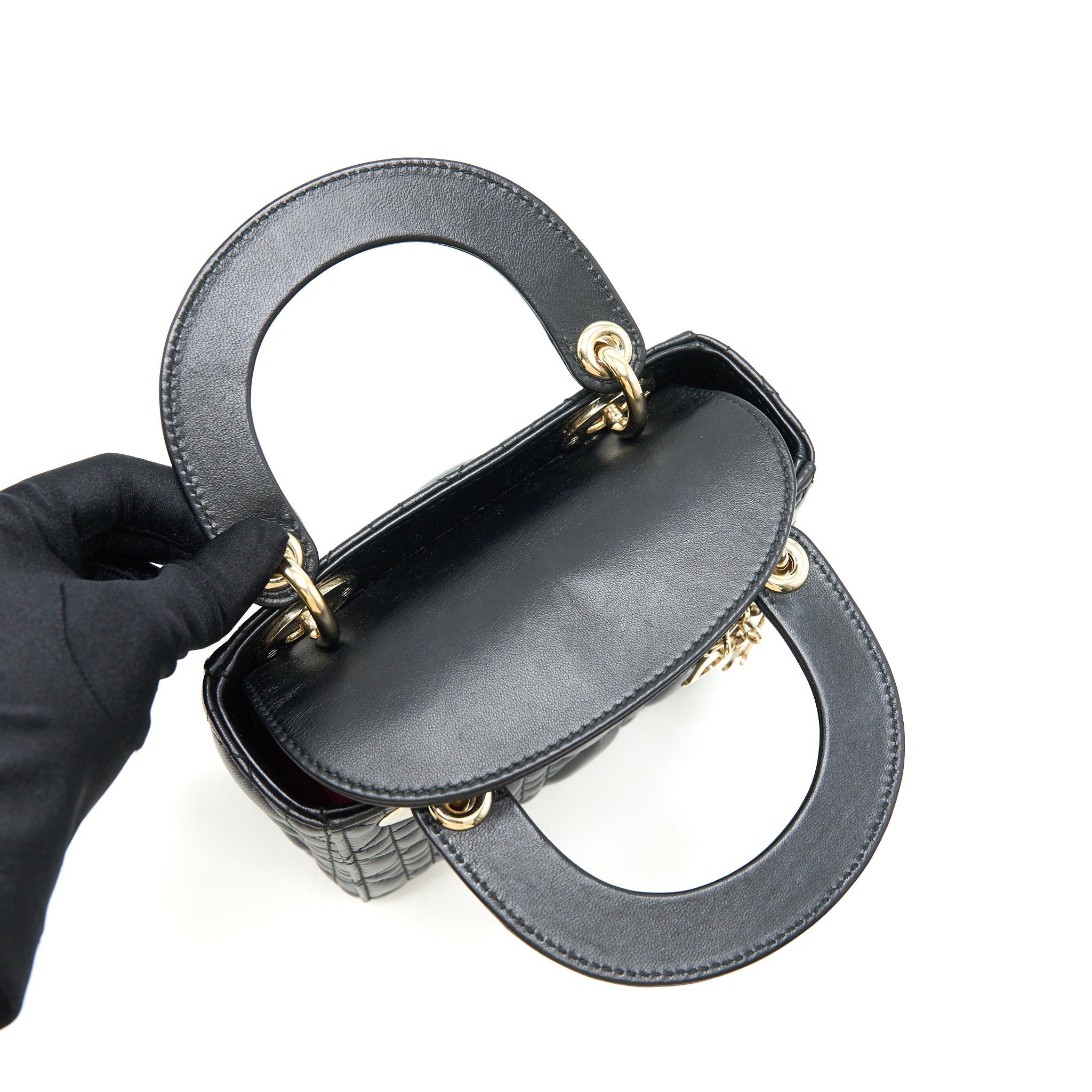 DIOR MINI LADY DIOR LAMBSKIN BLACK WITH GHW