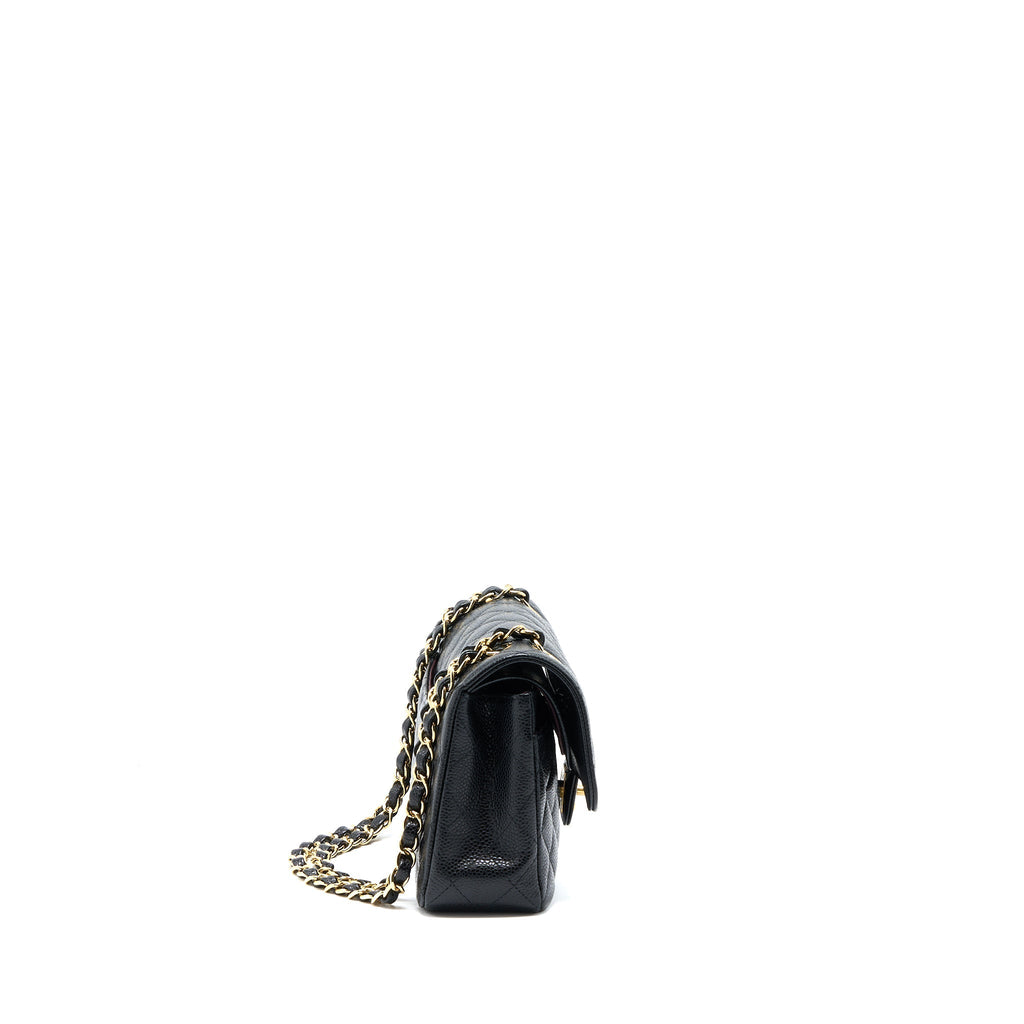 CHANEL SMALL CLASSIC DOUBLE FLAP BAG CAVIAR BLACK GHW