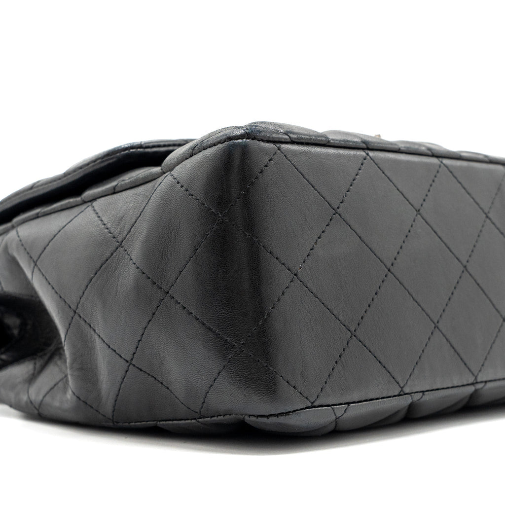 CHANEL CLASSIC JUMBO SINGLE FLAP BAG LAMBSKIN BLACK SHW