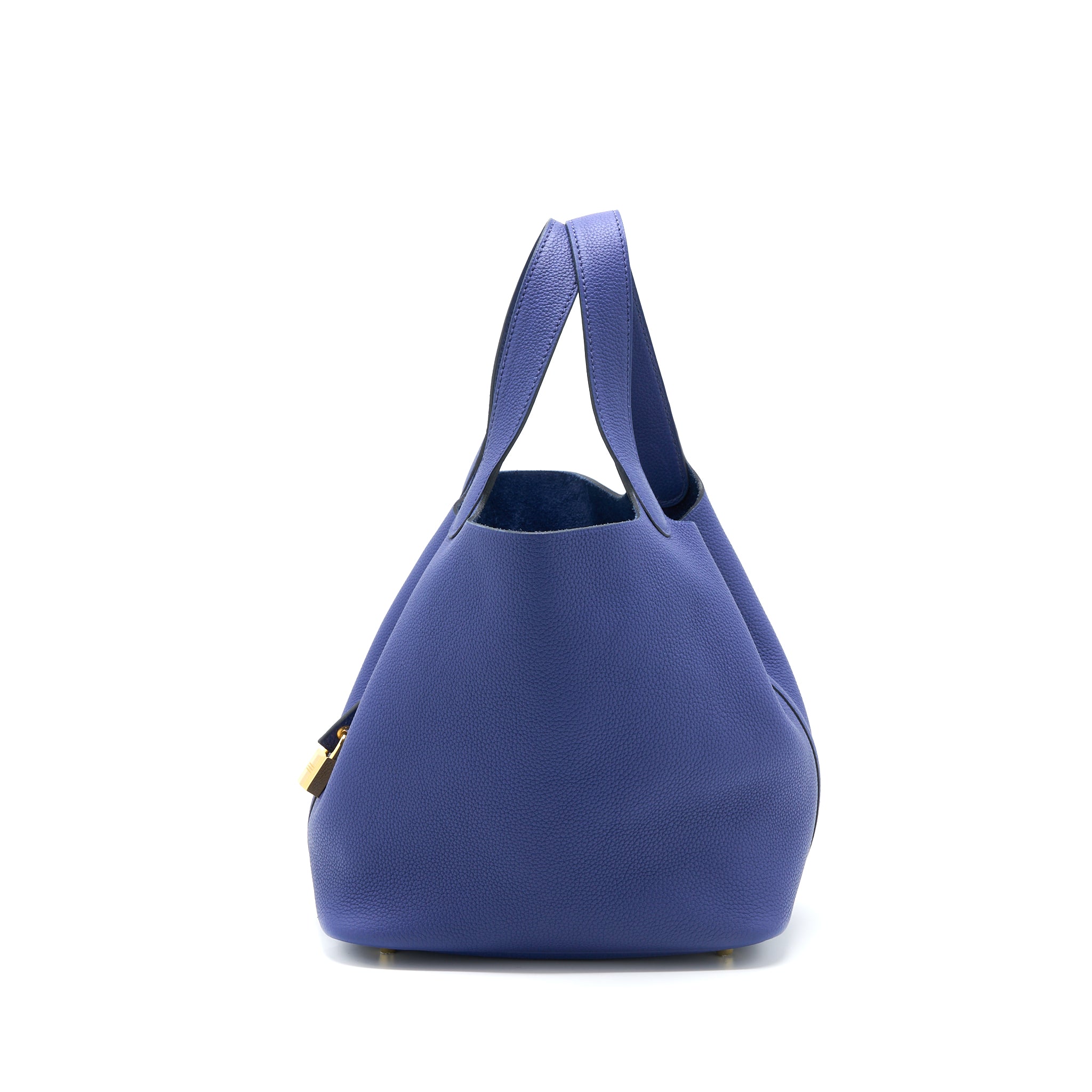 HERMES PICOTIN 22 LOCK BAG TAURILLON MAURICE BLUE SAPHIR GHW