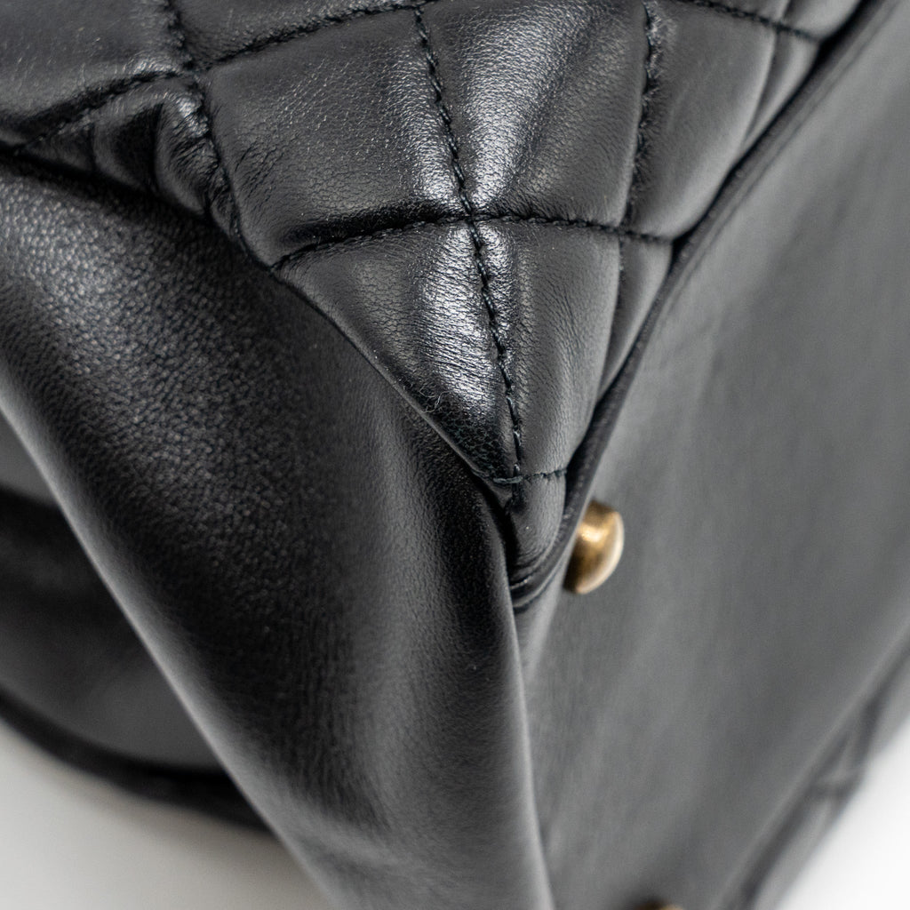 CHANEL JUST MADEMOISELLE BOWLING BAG LAMBSKIN BLACK GHW