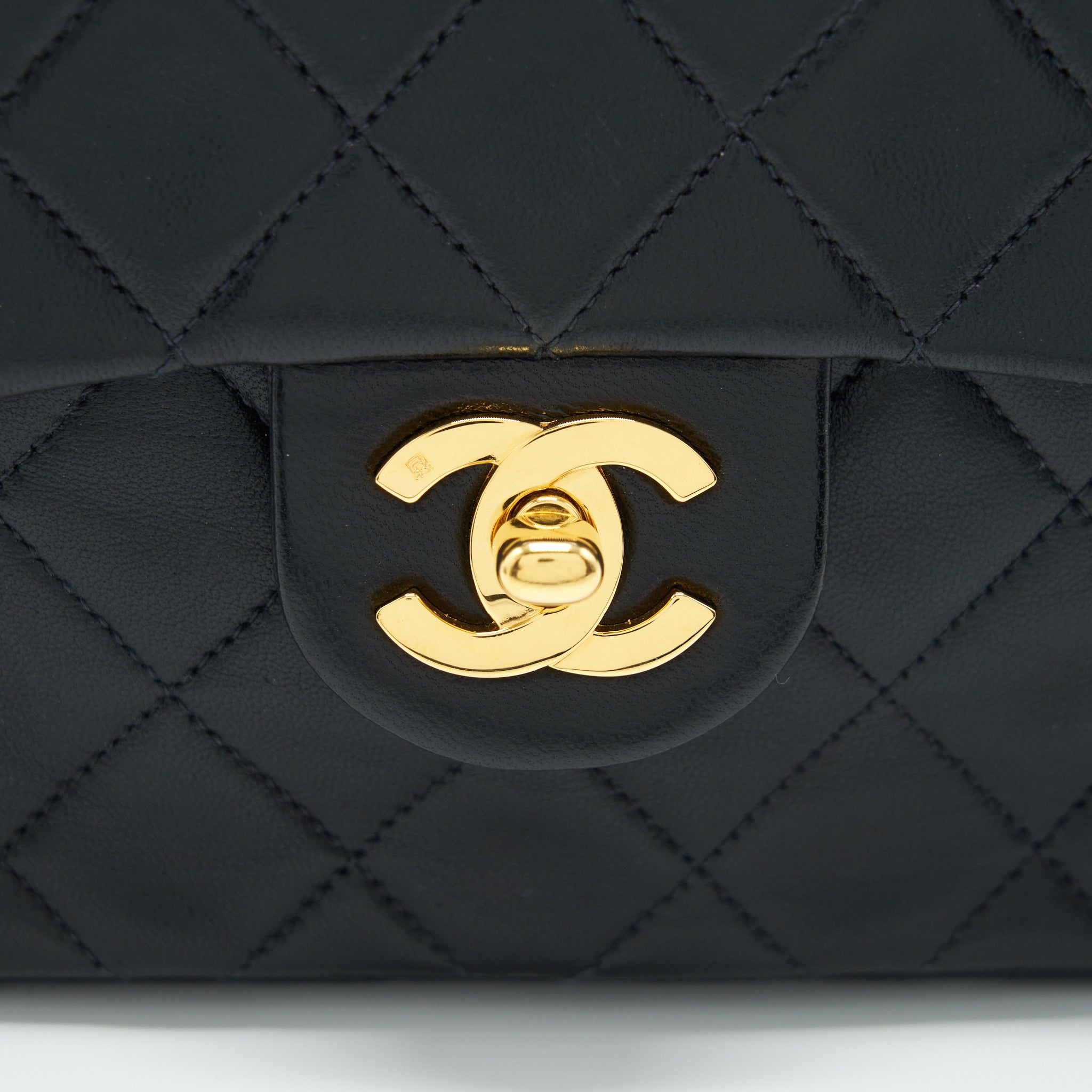 CHANEL VINTAGE MINI SQUARE FLAP BAG LAMBSKIN BLACK GHW