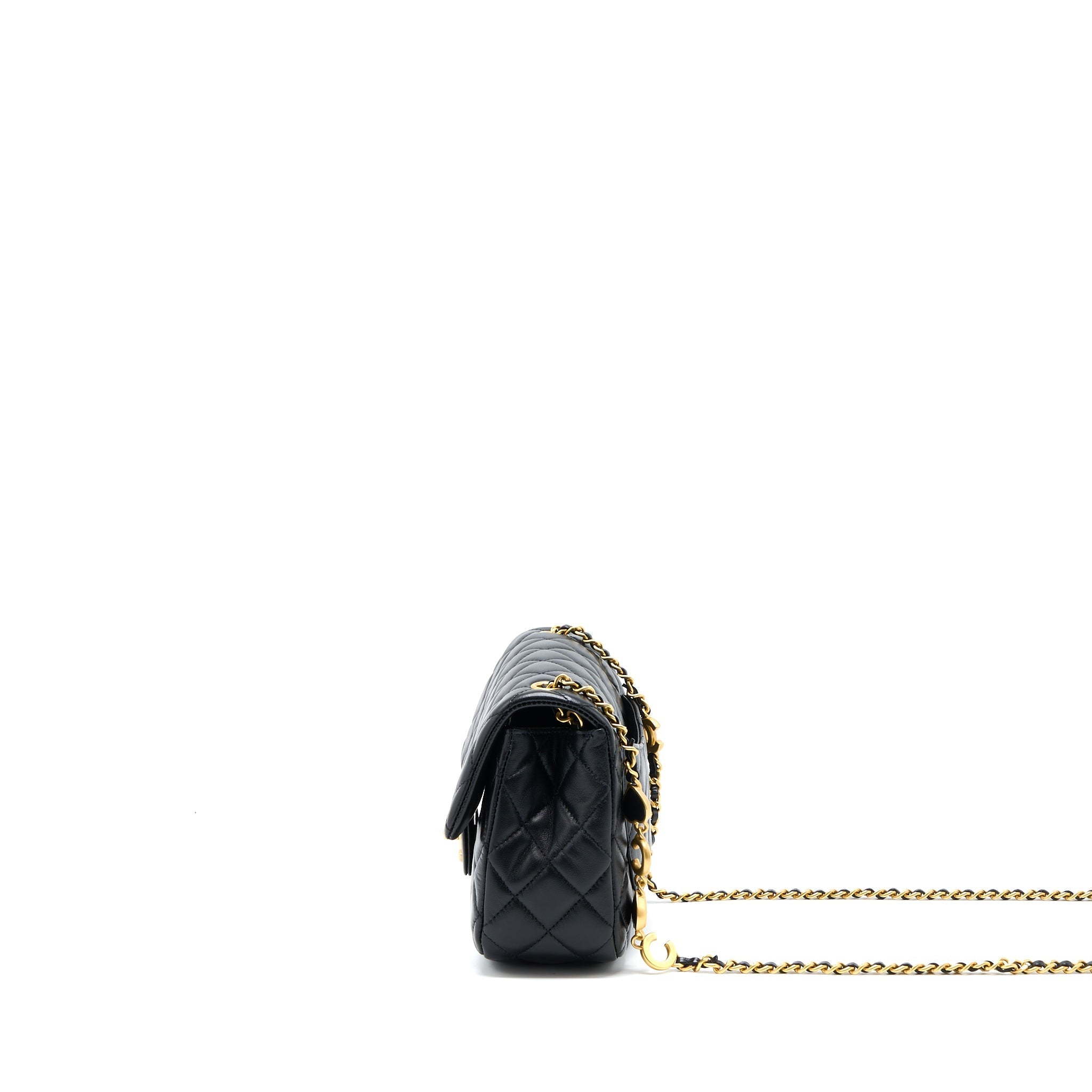 CHANEL 22K COCO CHAIN QUILTED FLAP BAG LAMBSKIN BLACK BRUSHED GHW (MICROCHIP)